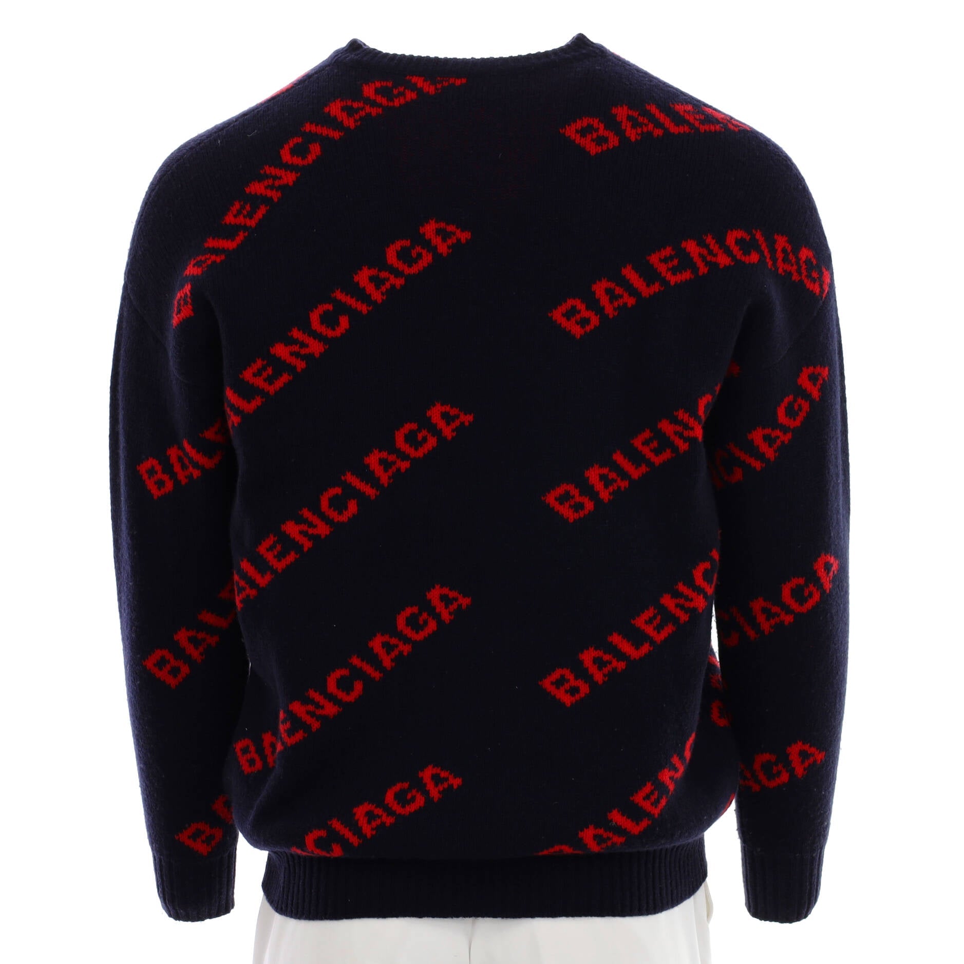Men's Allover Logo Crewneck Sweater Wool Blend