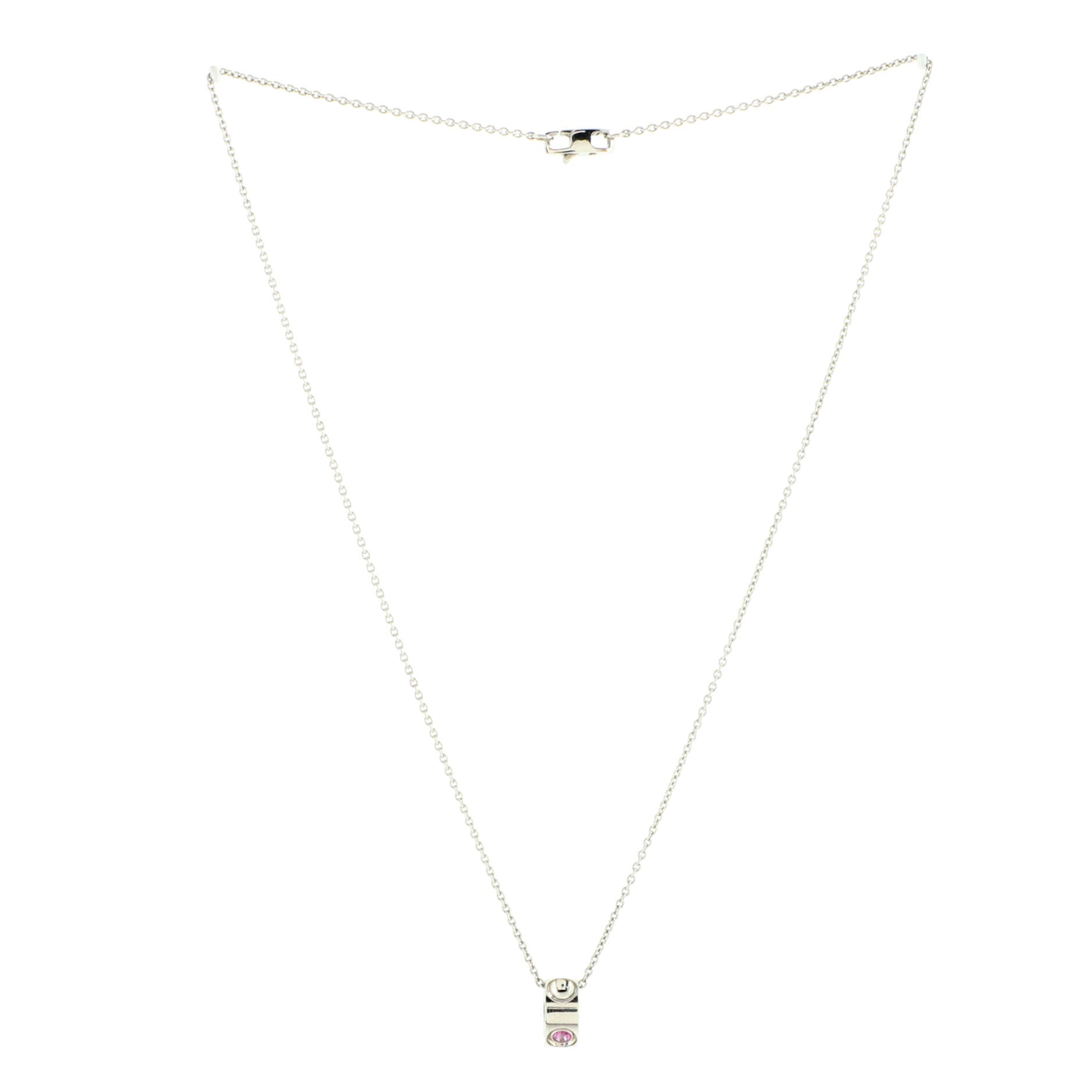 Empreinte Pendant Necklace 18K White Gold with Pink Sapphire