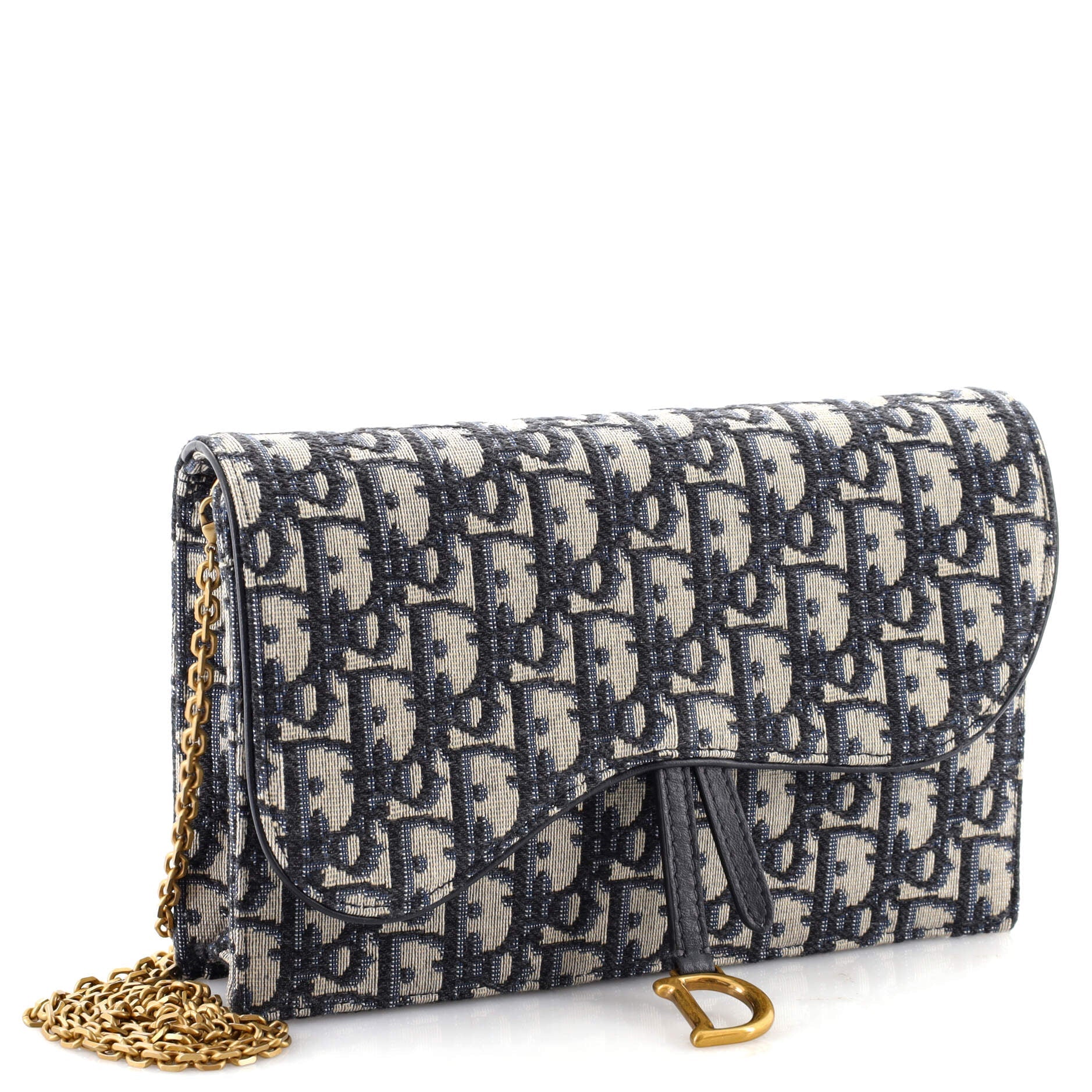 Saddle Chain Clutch Oblique Canvas