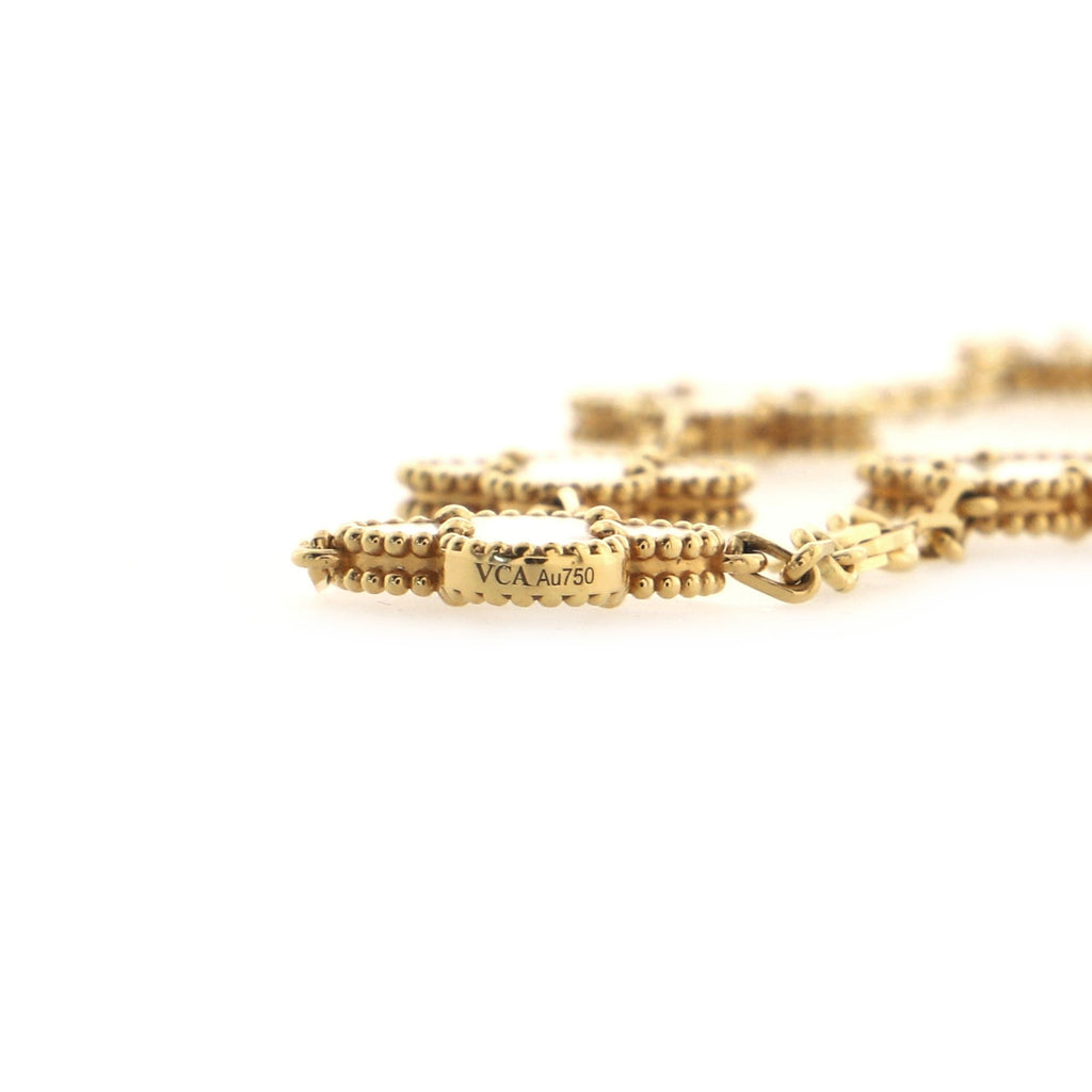 Vintage Alhambra 10 Motifs Necklace 18K Yellow Gold and Mother of Pearl