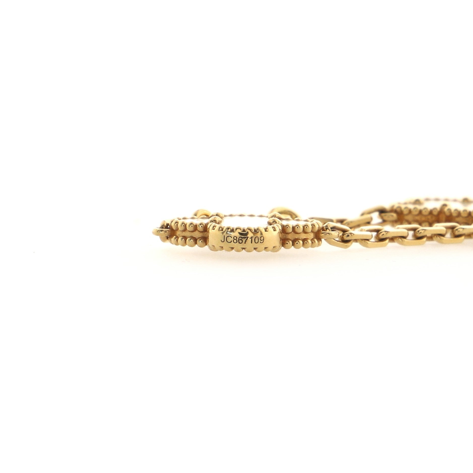 Vintage Alhambra 10 Motifs Necklace 18K Yellow Gold and Mother of Pearl