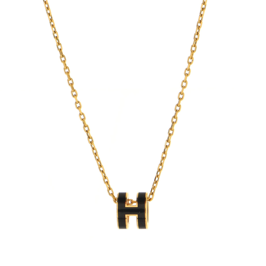 Pop H Pendant Chain Necklace Metal and Enamel Mini
