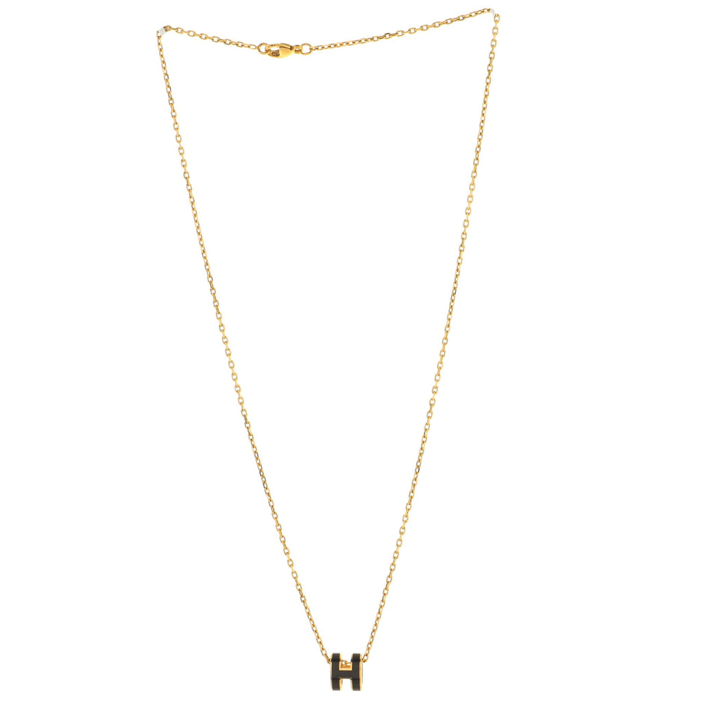 Pop H Pendant Chain Necklace Metal and Enamel Mini