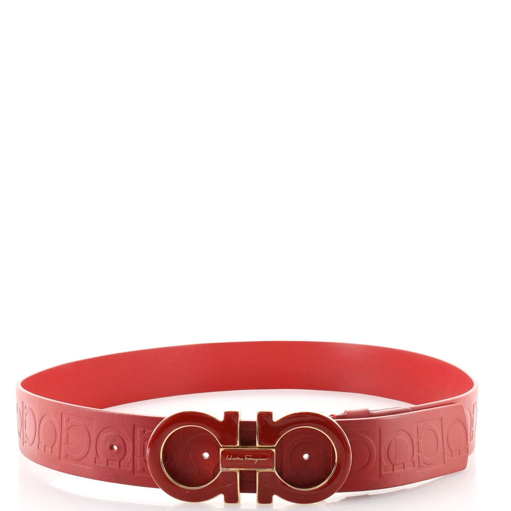 Gancini Belt Embossed Leather Wide 105
