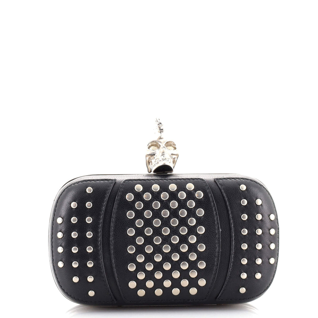 Skull Box Clutch Studded Leather Small