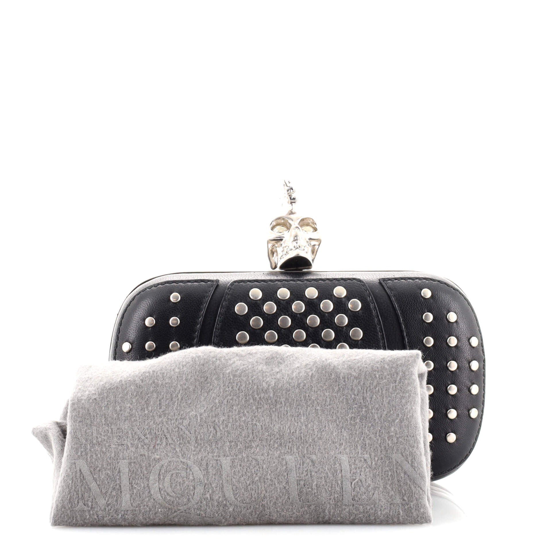 Skull Box Clutch Studded Leather Small