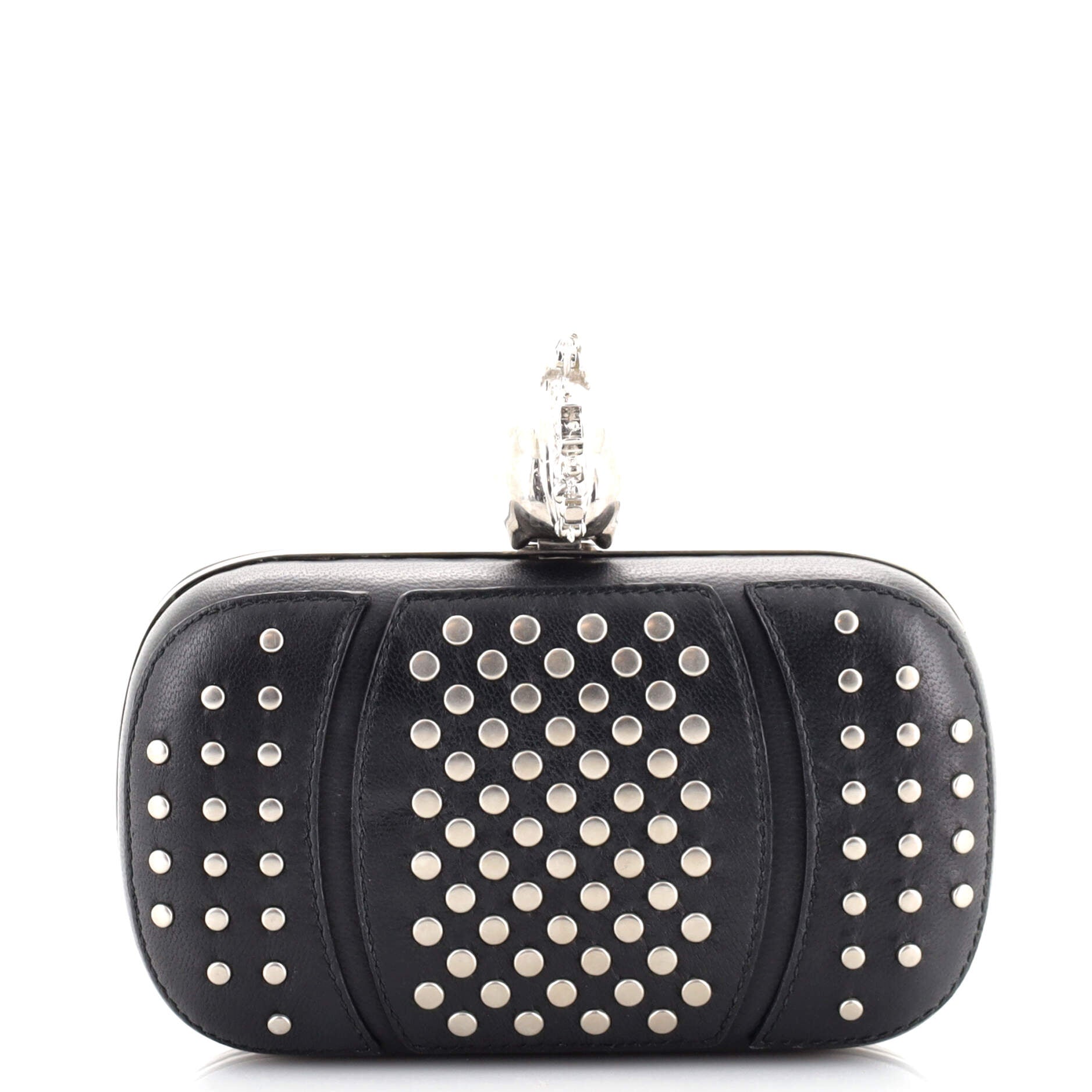 Skull Box Clutch Studded Leather Small