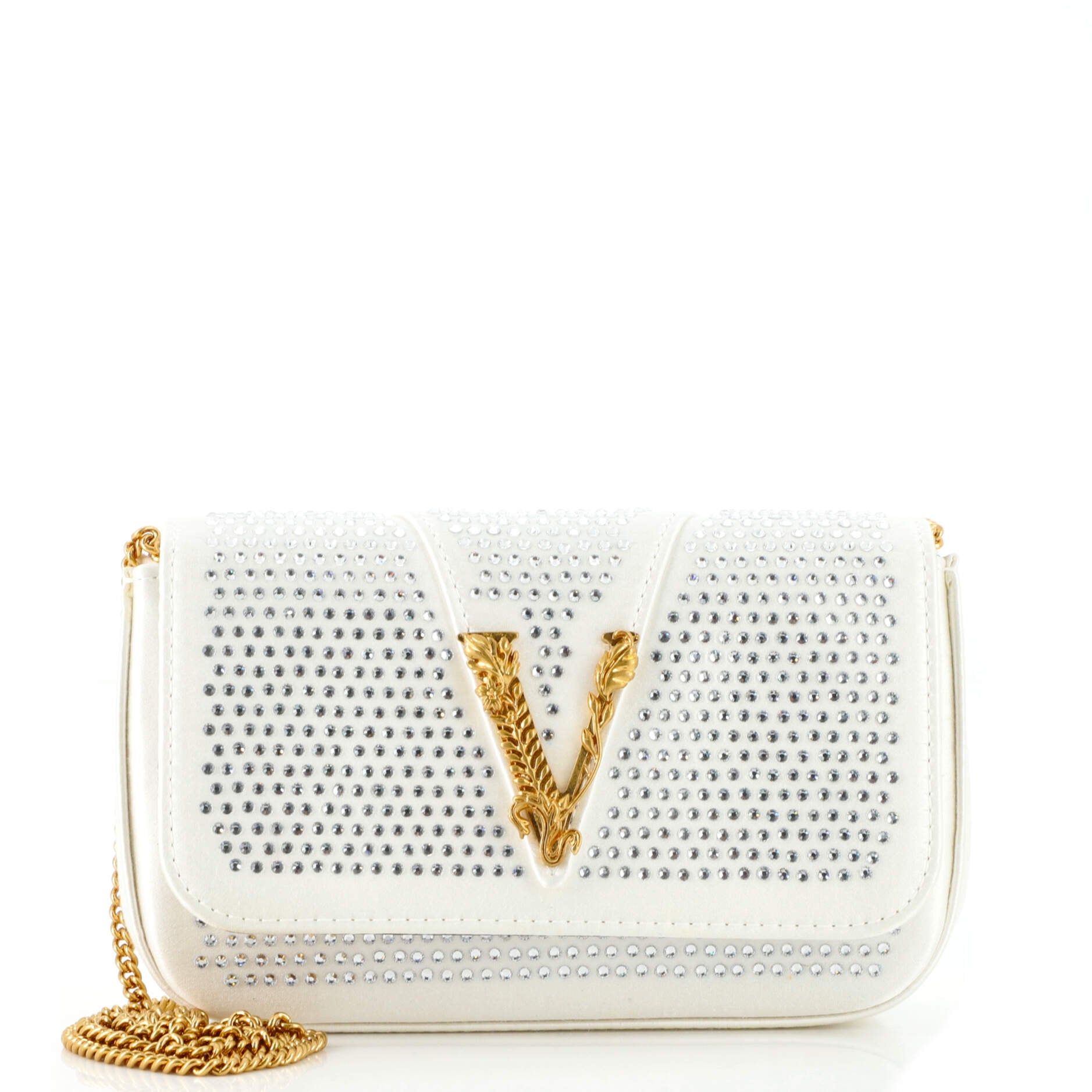 Virtus Clutch on Chain Embellished Satin
