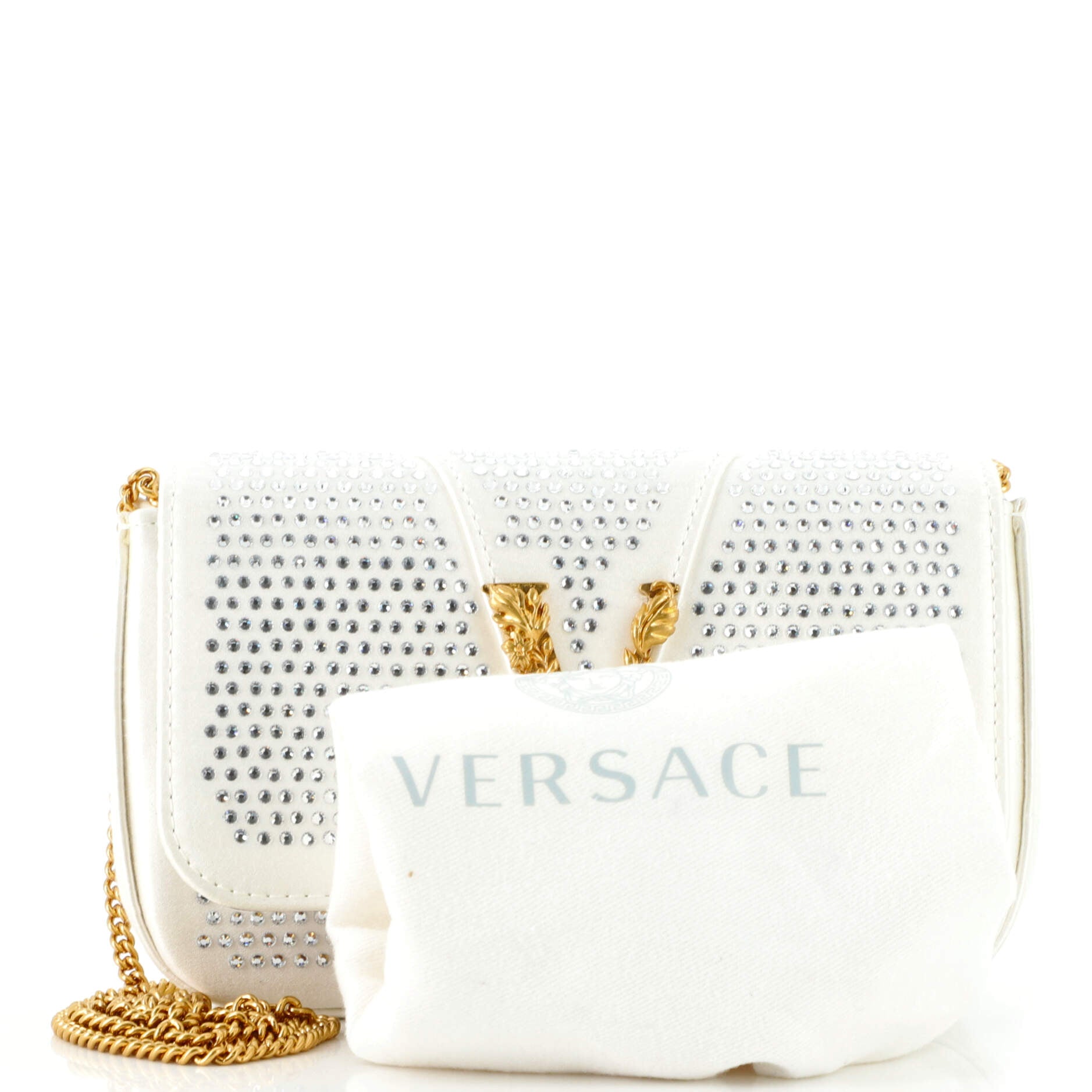Virtus Clutch on Chain Embellished Satin