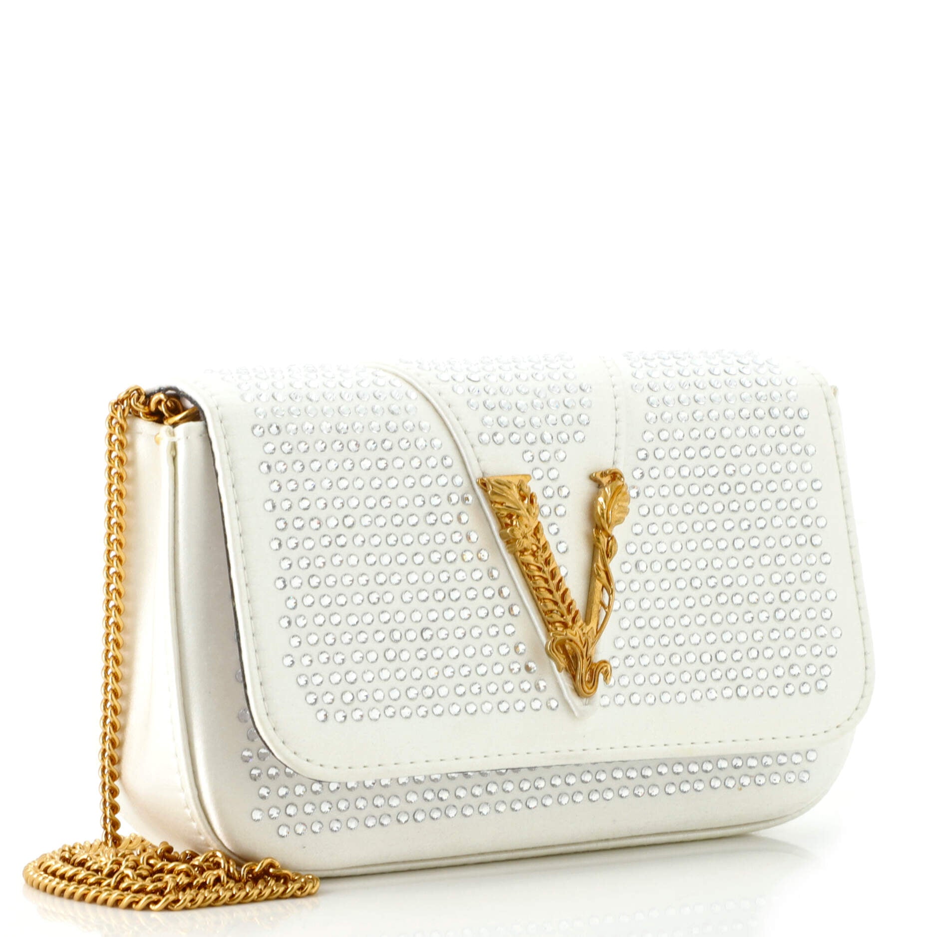 Virtus Clutch on Chain Embellished Satin