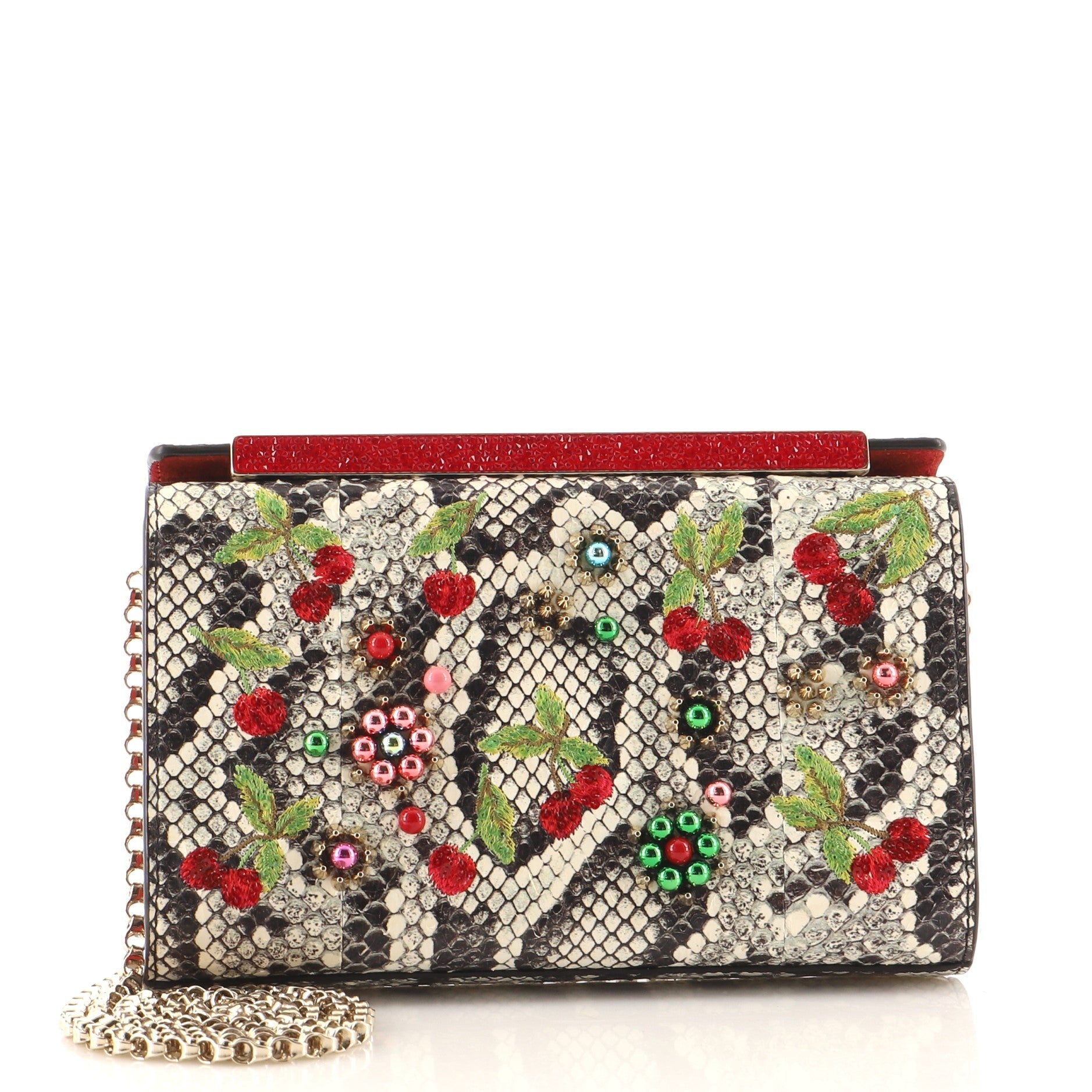Vanite Clutch Crystal Embellished Snakeskin Mini