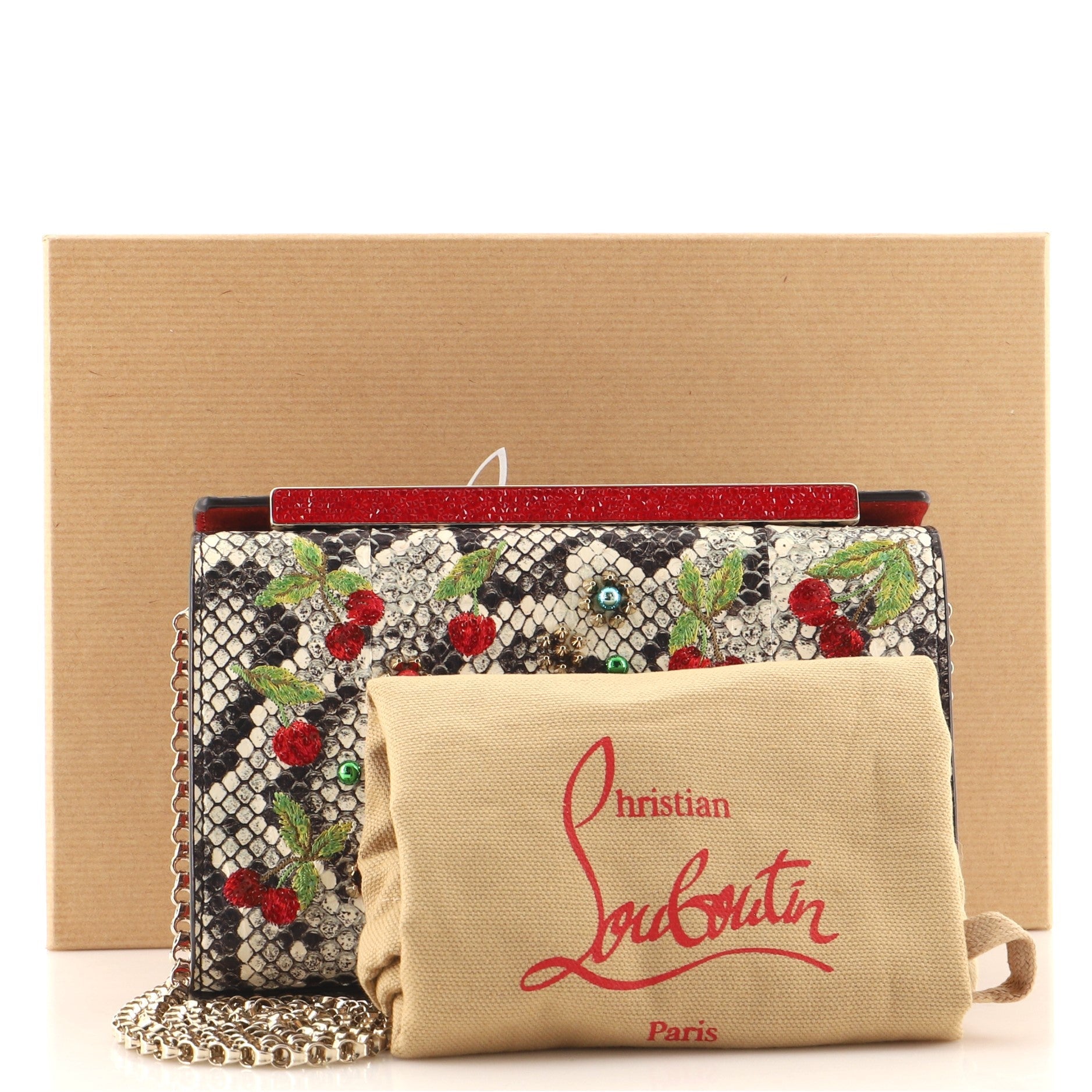 Vanite Clutch Crystal Embellished Snakeskin Mini