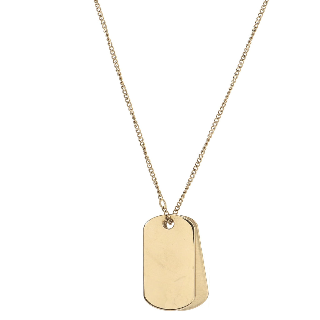 CC Dog Tag Charm Pendant Necklace Metal with Crystals