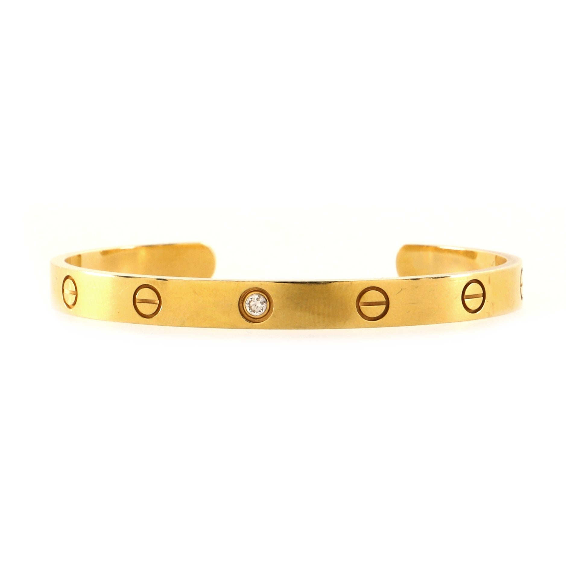 Love 1 Diamond Cuff Bracelet 18K Yellow Gold with Diamond