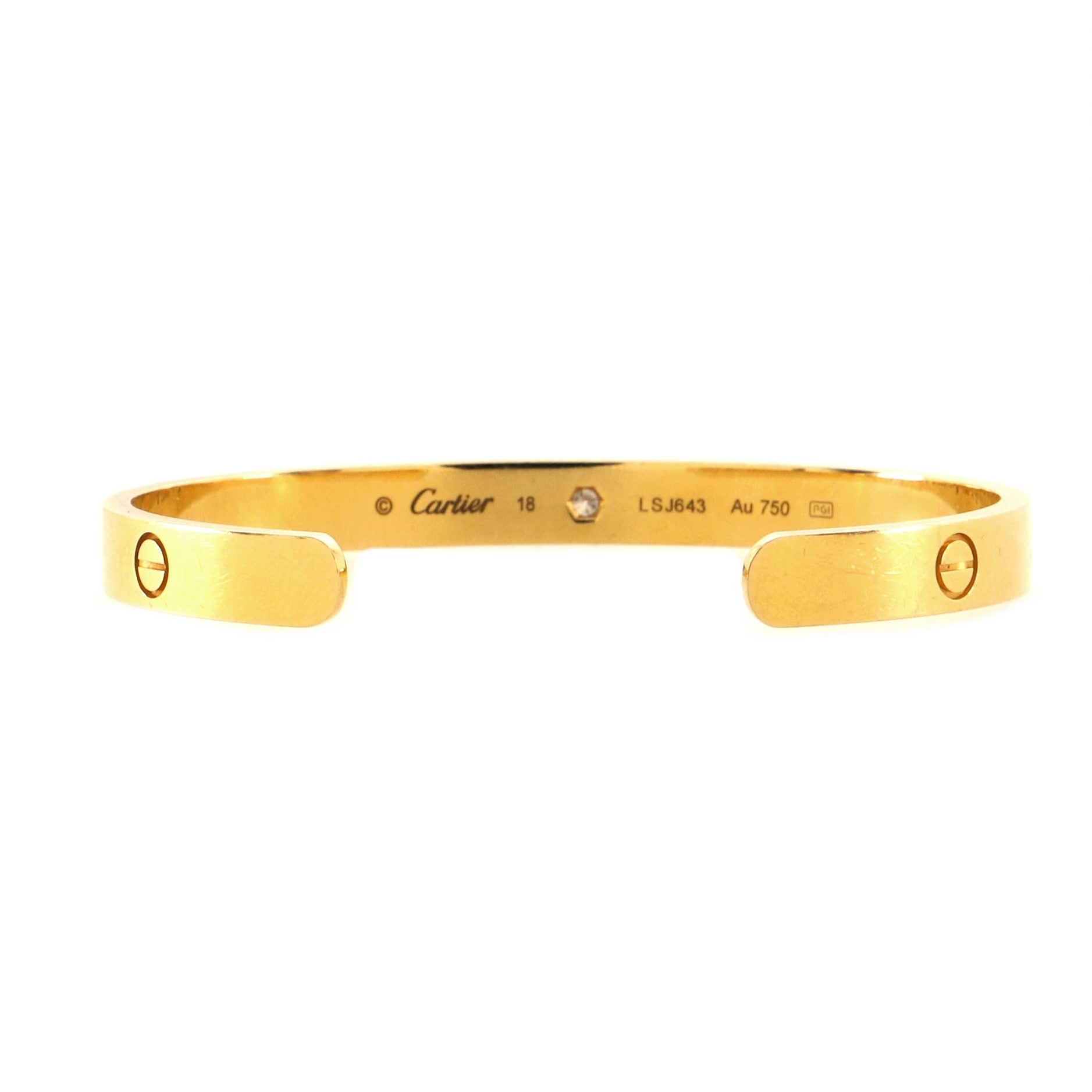 Love 1 Diamond Cuff Bracelet 18K Yellow Gold with Diamond