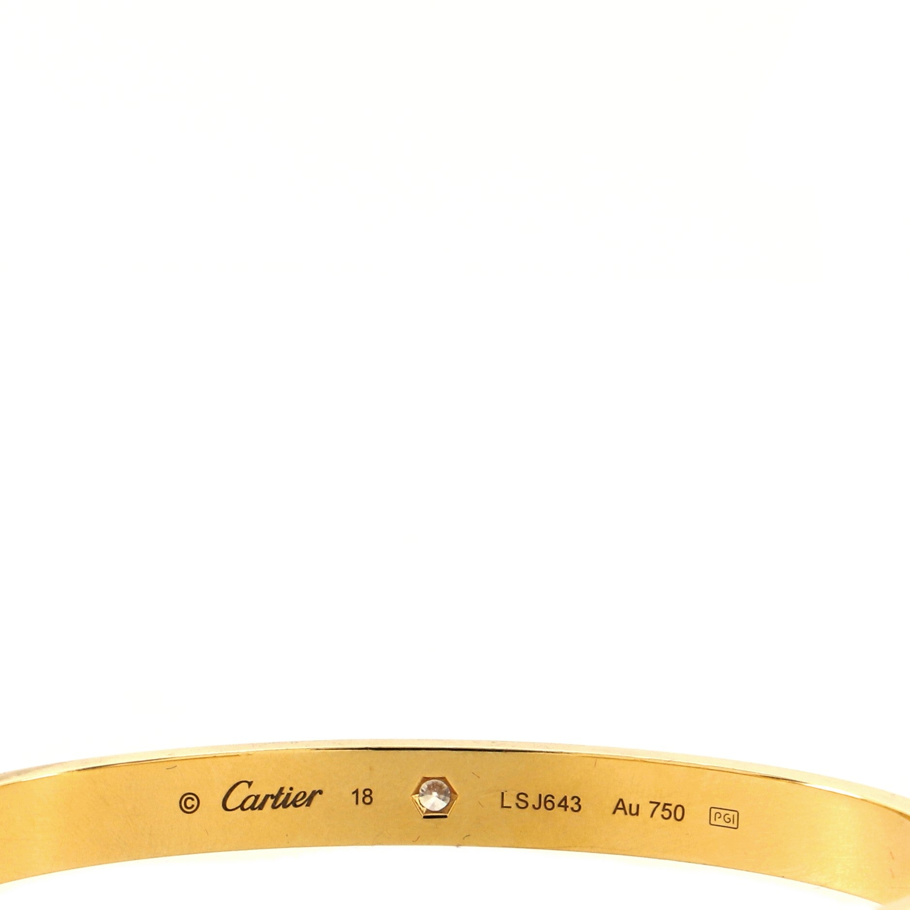 Love 1 Diamond Cuff Bracelet 18K Yellow Gold with Diamond