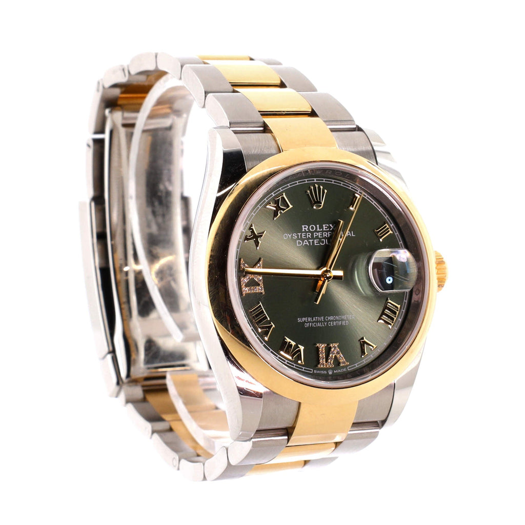 Oyster Perpetual Datejust Automatic Watch Stainless Steel and Yellow Gold with Diamond VI and IX Numerals 36
