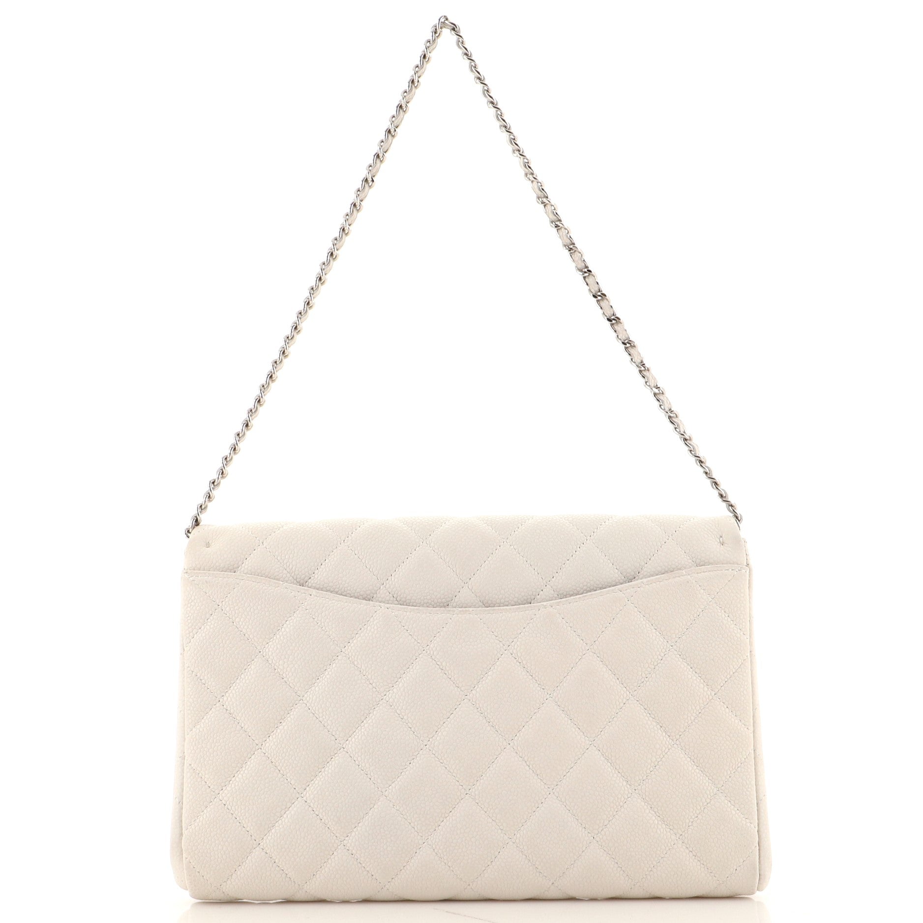 Clutch with Chain Quilted Caviar