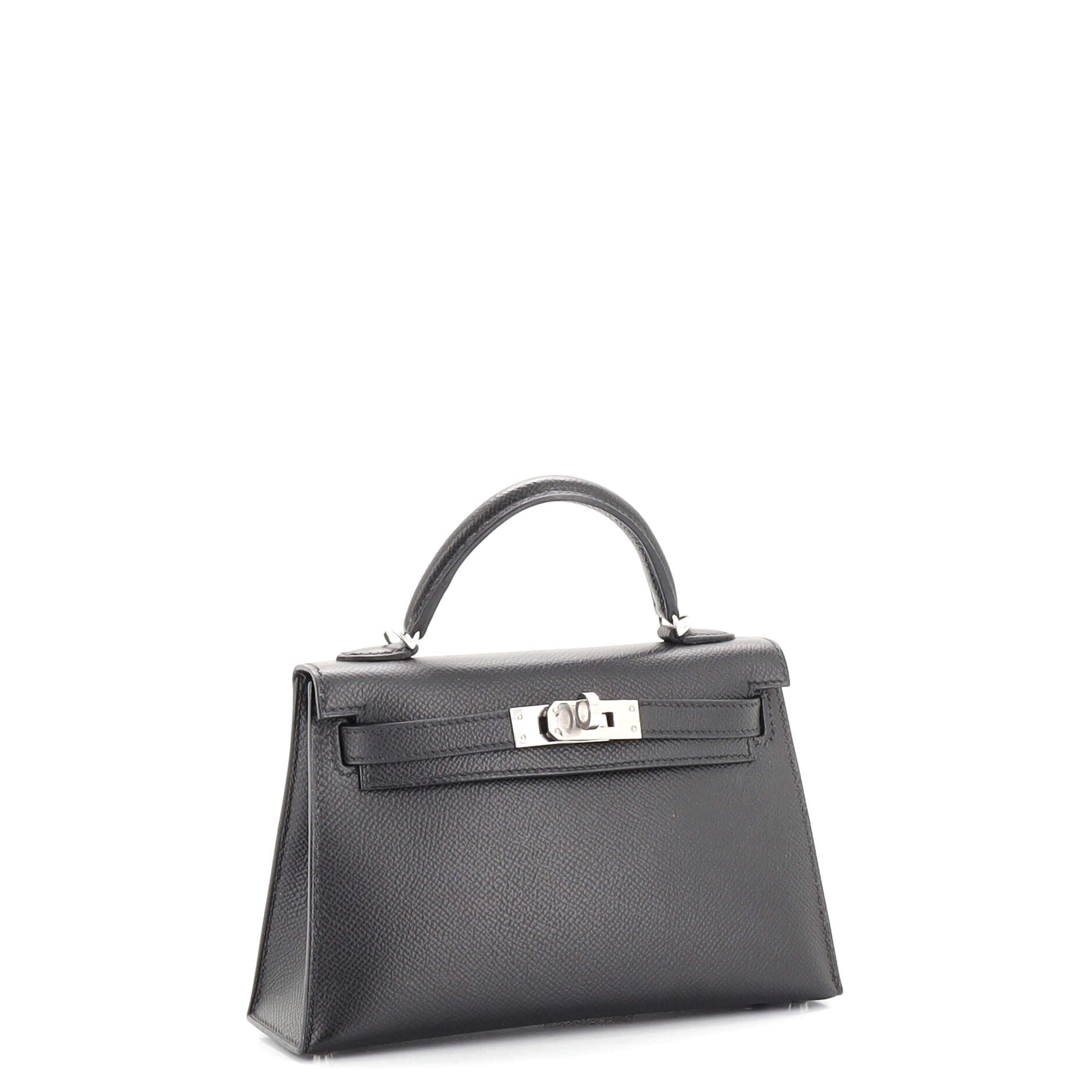 Kelly Mini II Bag Noir Epsom with Palladium Hardware 20