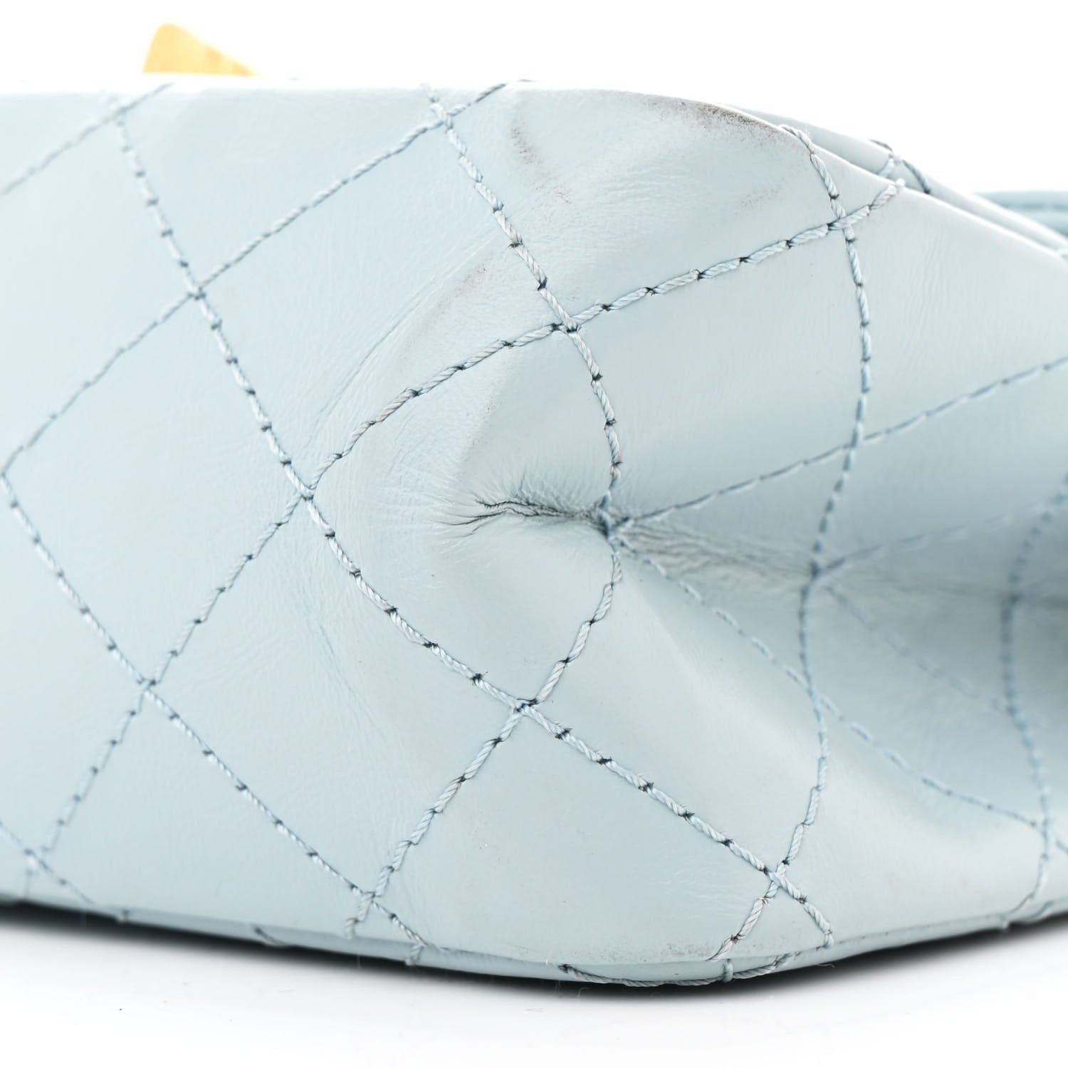 Aged Calfskin Quilted 2.55 Reissue Mini Flap Light Blue