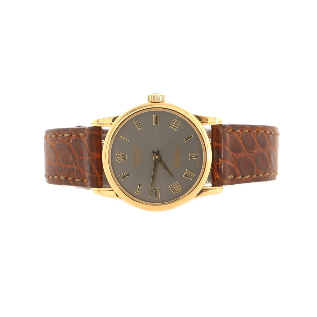 Cellini Round Quartz Watch Yellow Gold and Alligator 25