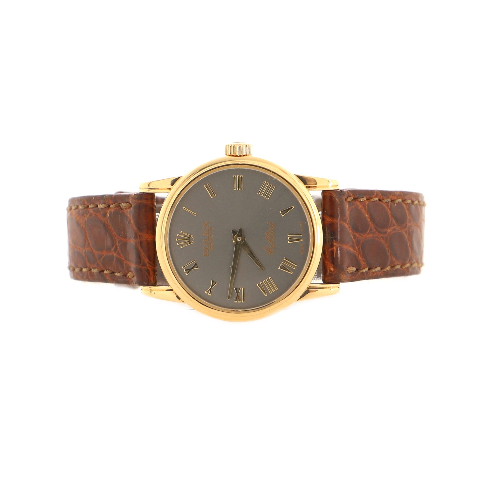 Cellini Round Quartz Watch Yellow Gold and Alligator 25