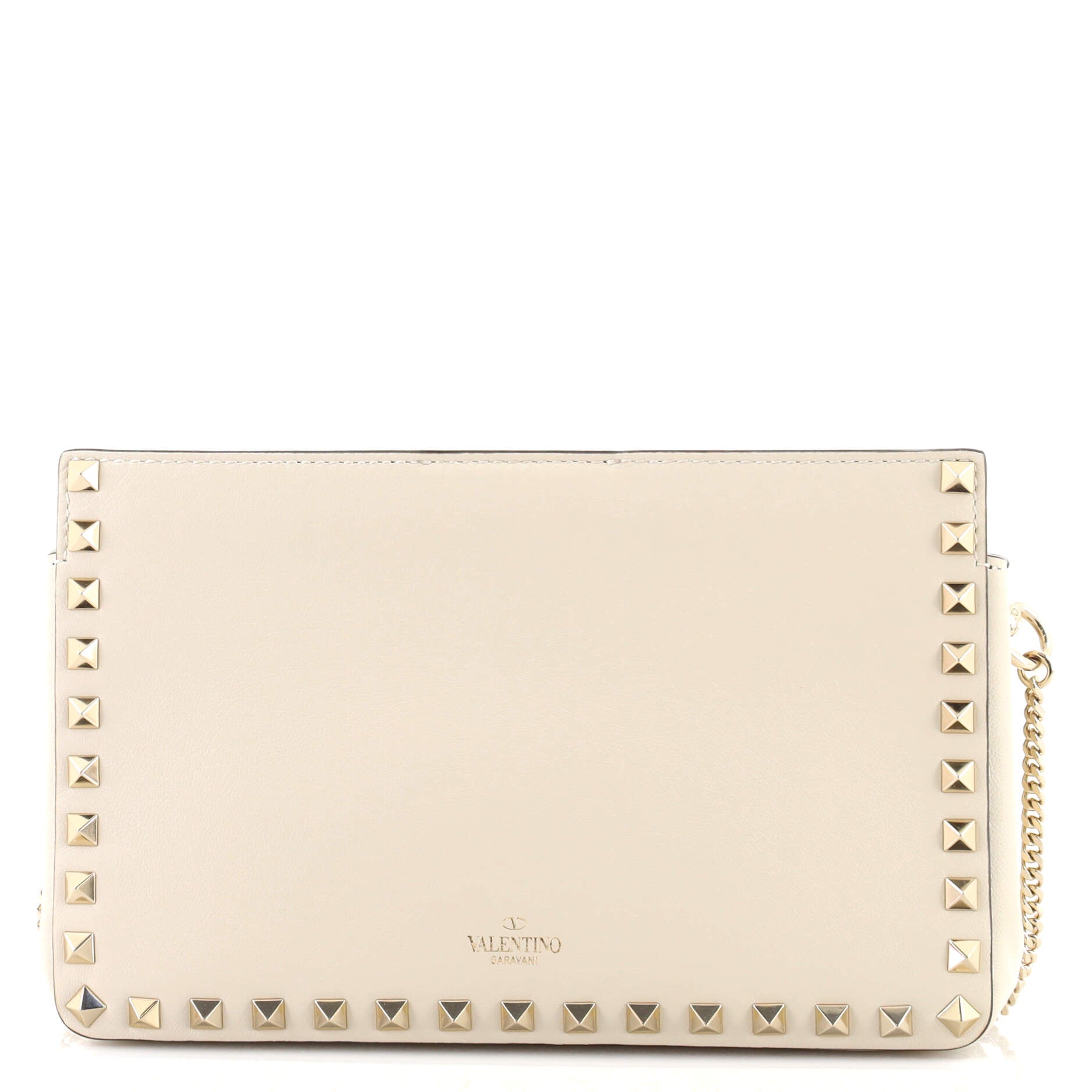 Rockstud Flip Lock Chain Clutch Leather Small