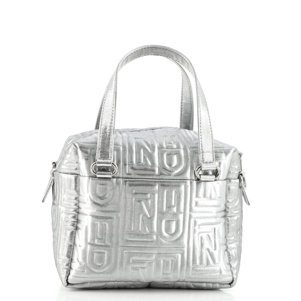 Convertible Boston Bag Logo Embossed Fabric Mini
