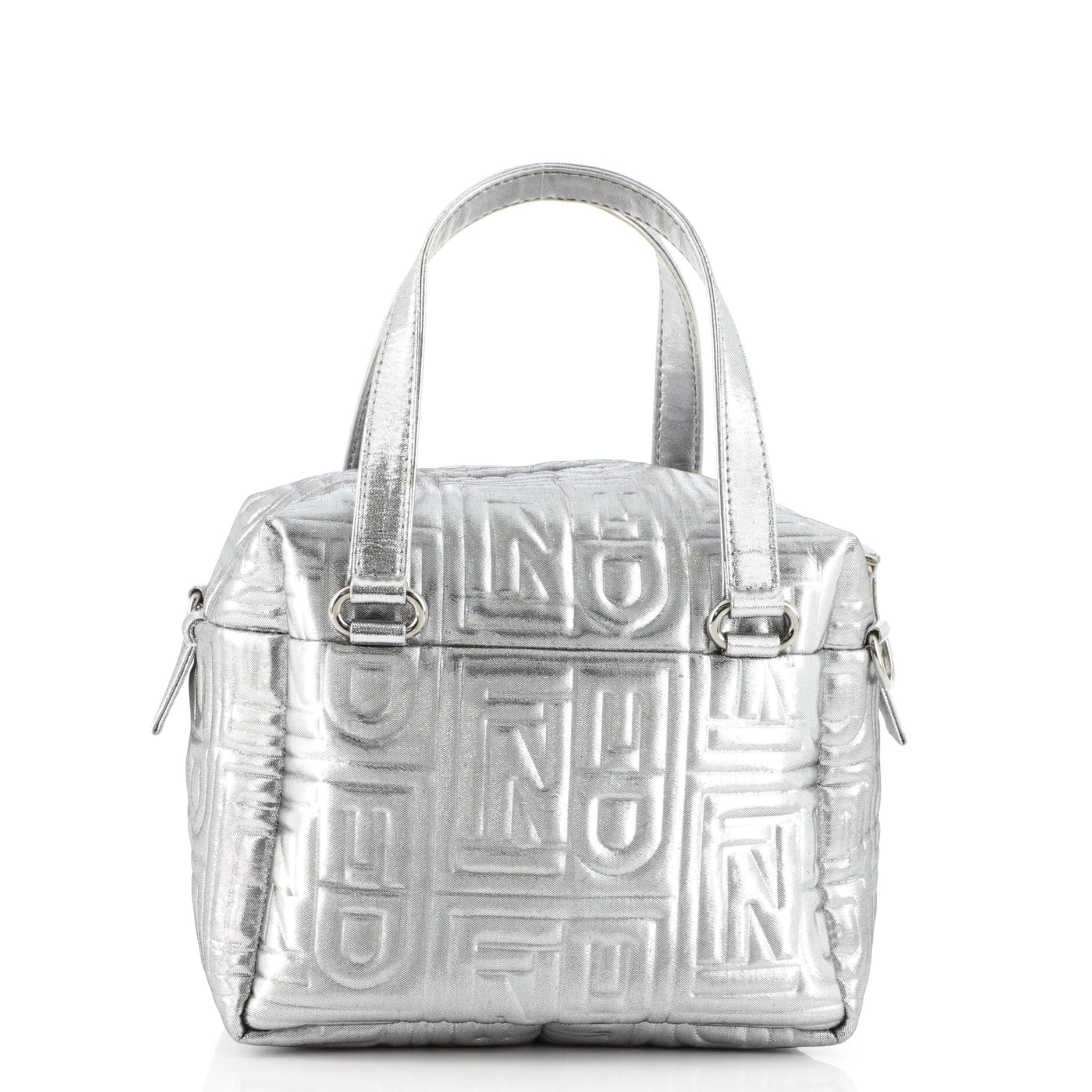 Convertible Boston Bag Logo Embossed Fabric Mini