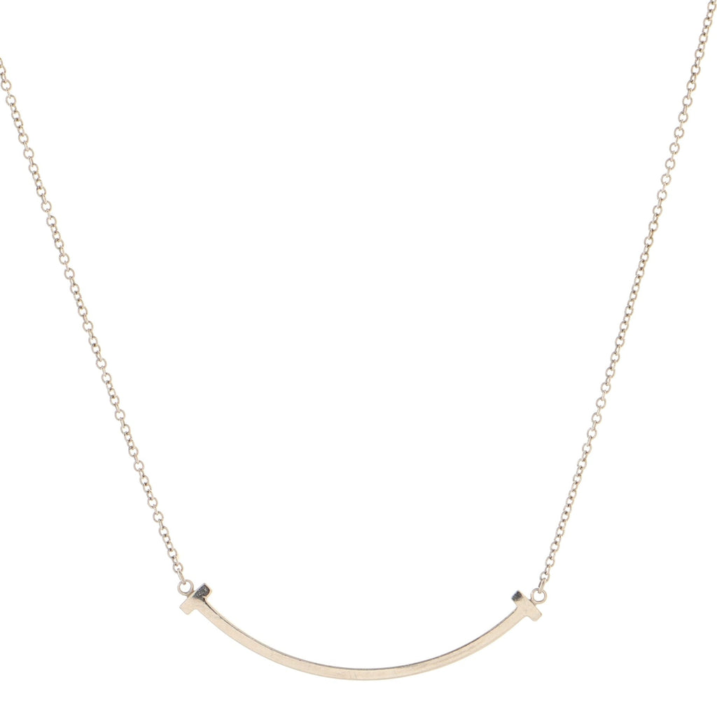 T Smile Pendant Necklace 18K White Gold Small