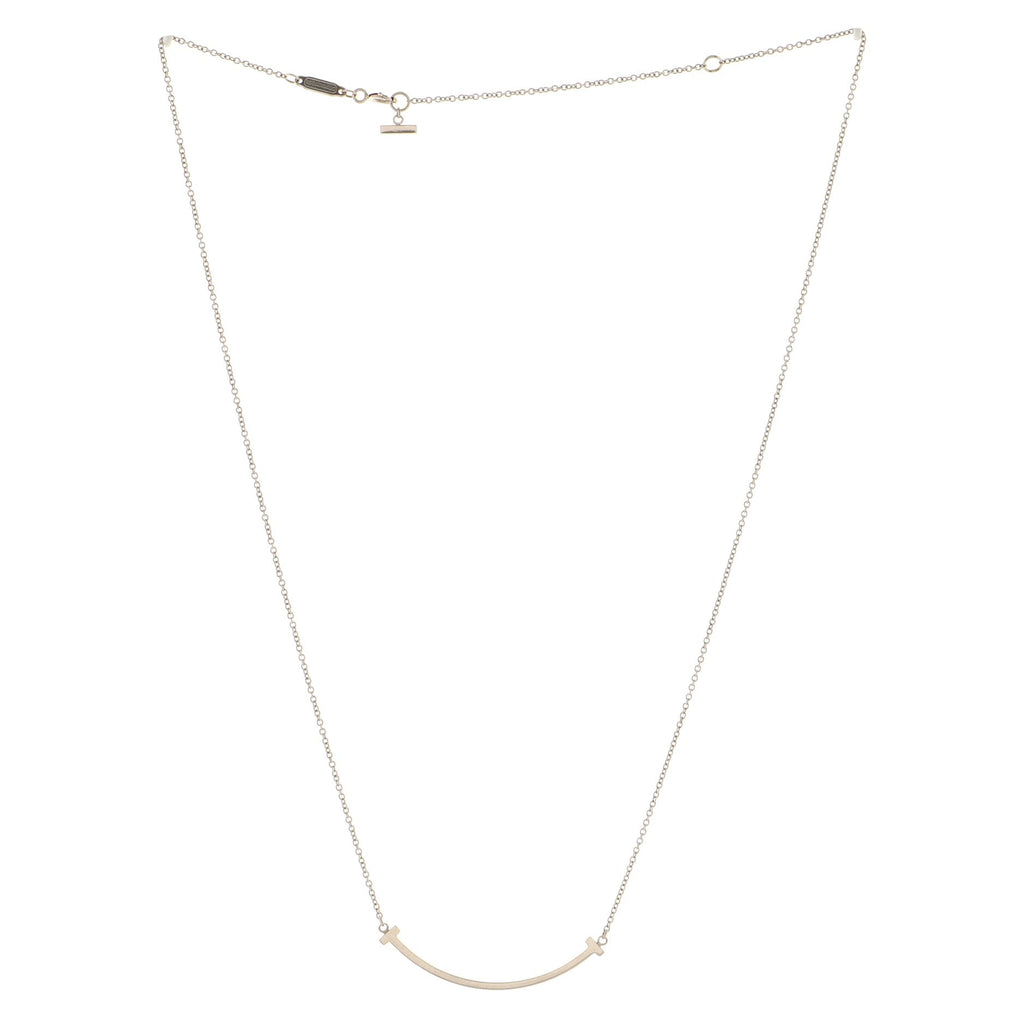 T Smile Pendant Necklace 18K White Gold Small
