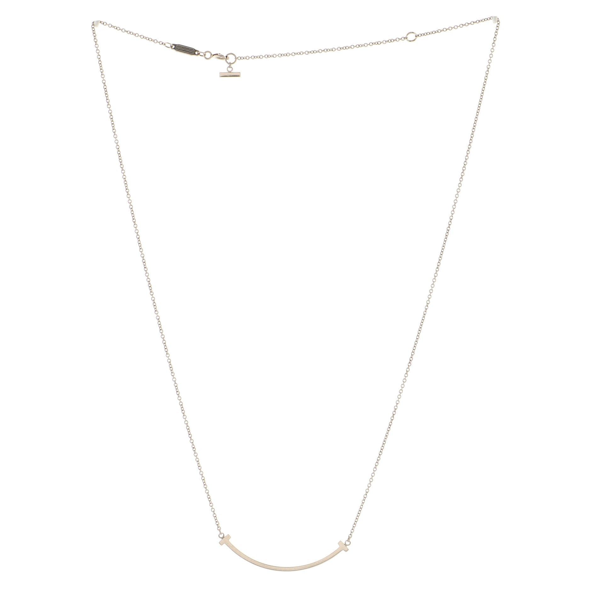 T Smile Pendant Necklace 18K White Gold Small