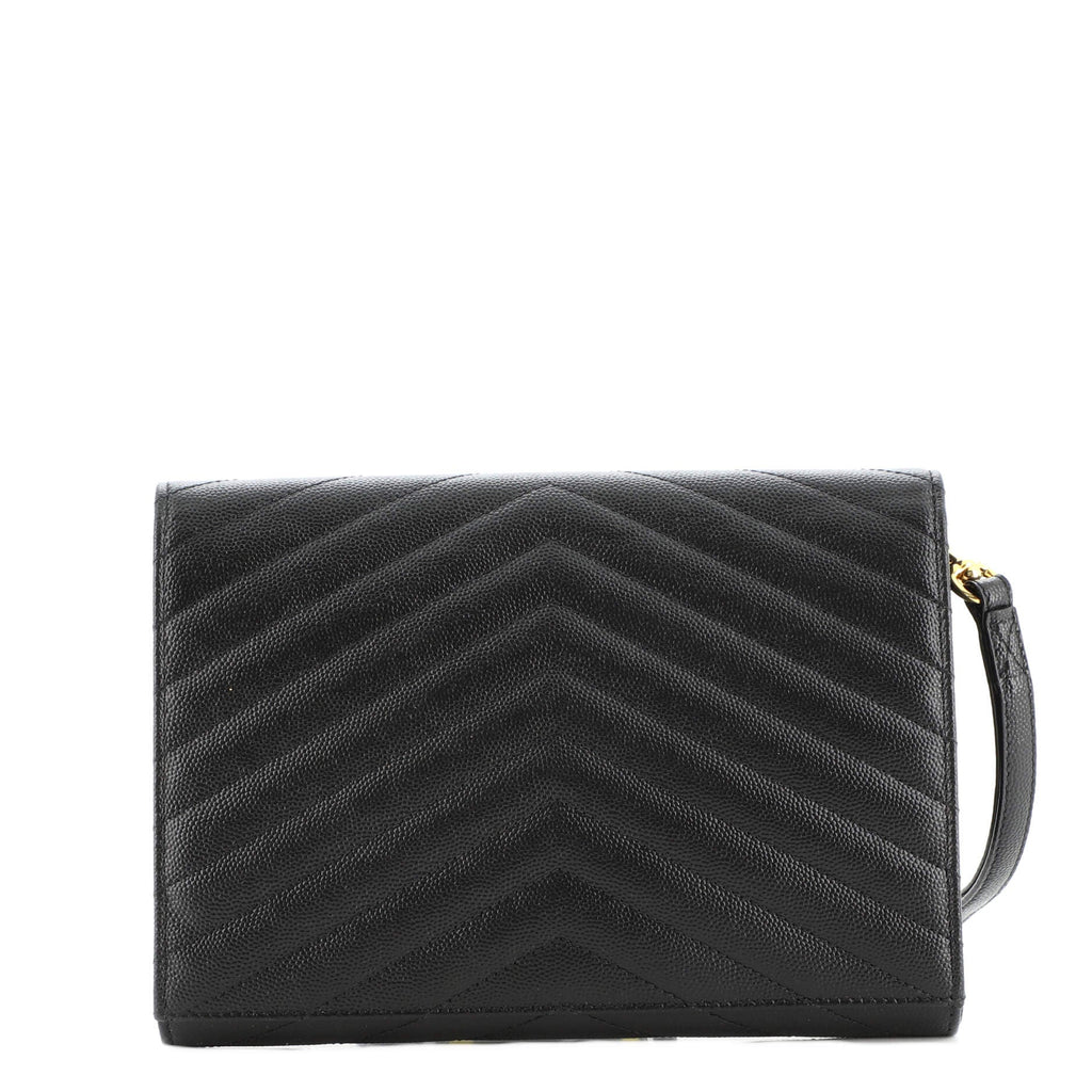 Classic Monogram Envelope Wristlet Clutch Matelasse Chevron Leather
