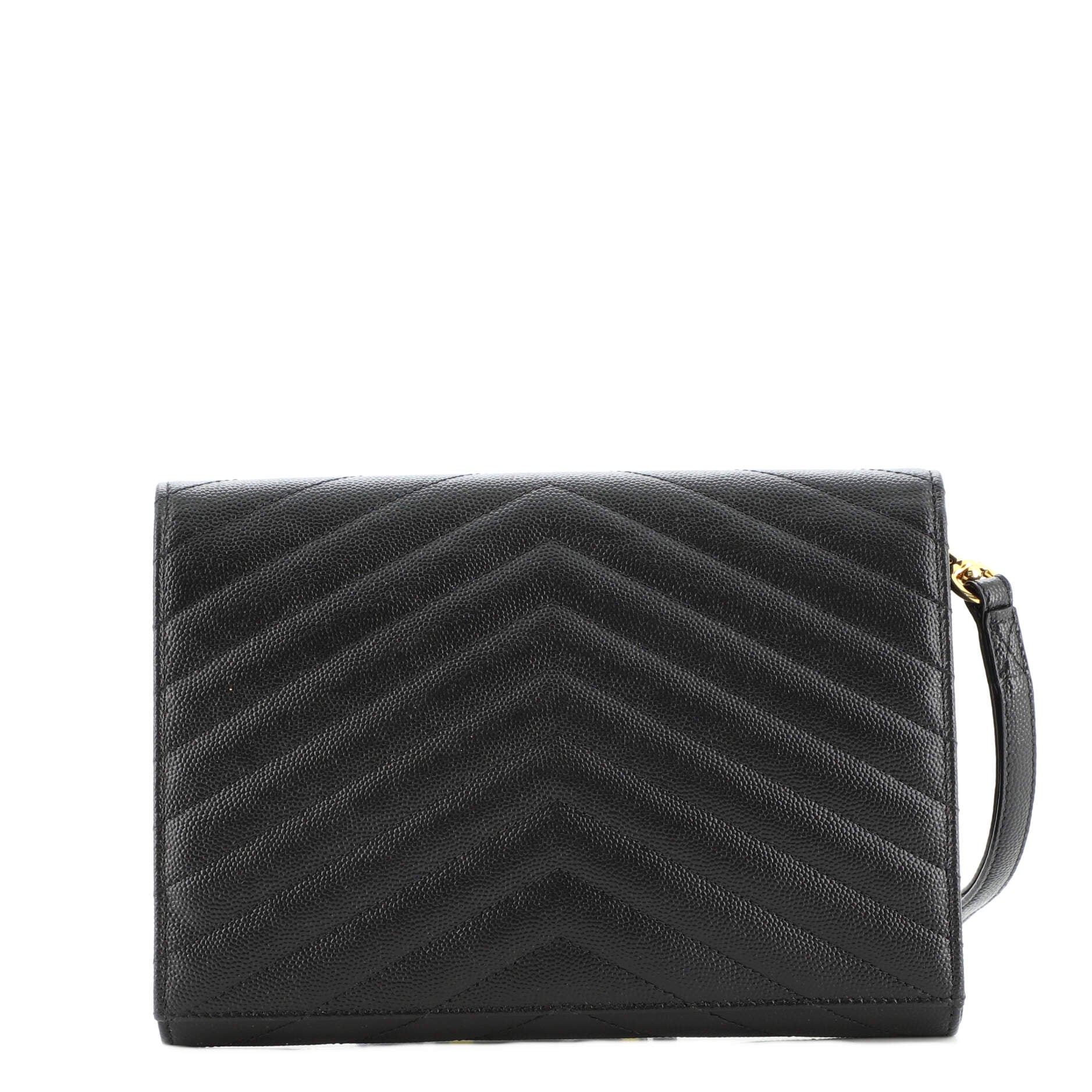 Classic Monogram Envelope Wristlet Clutch Matelasse Chevron Leather