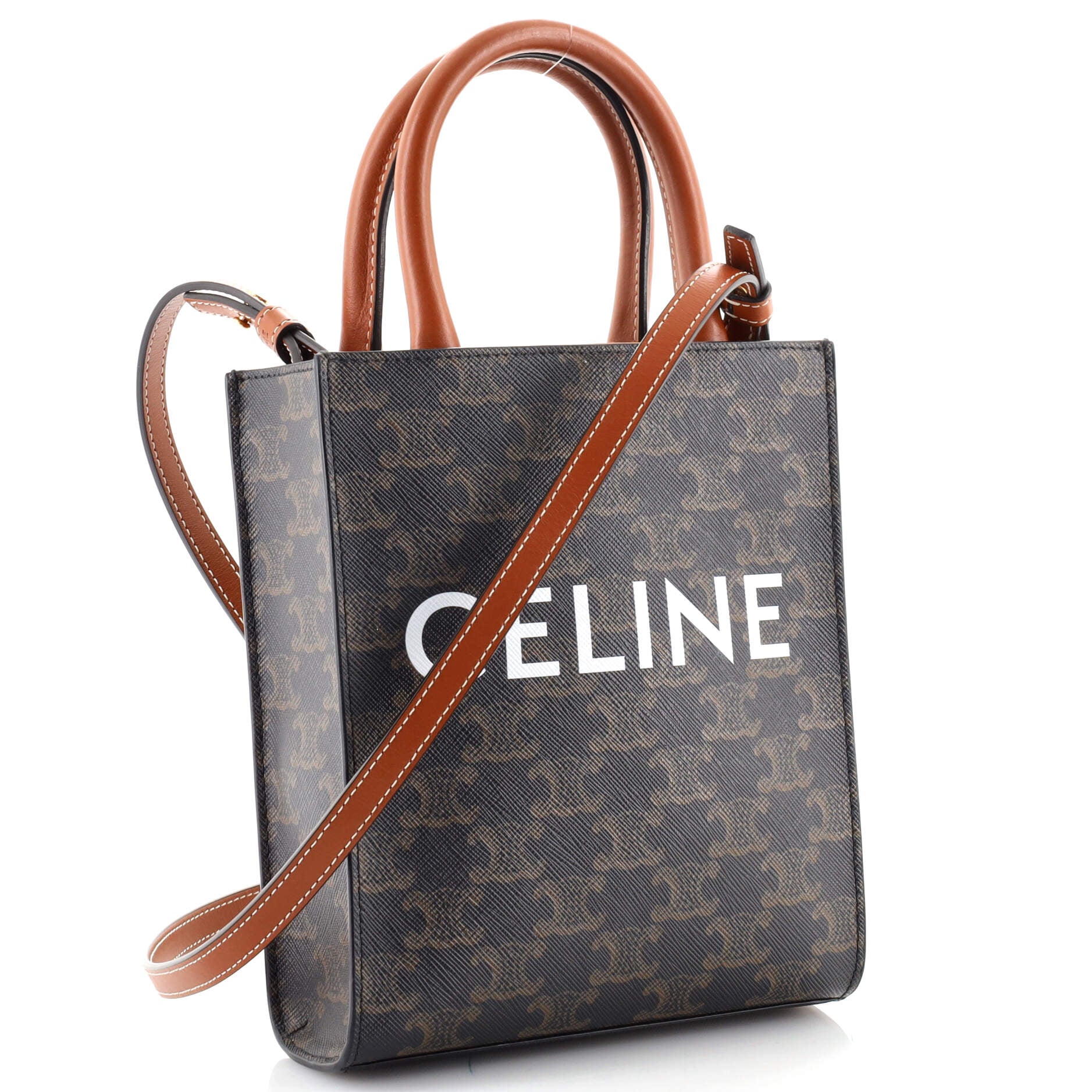 Vertical Cabas Tote Triomphe Coated Canvas Mini