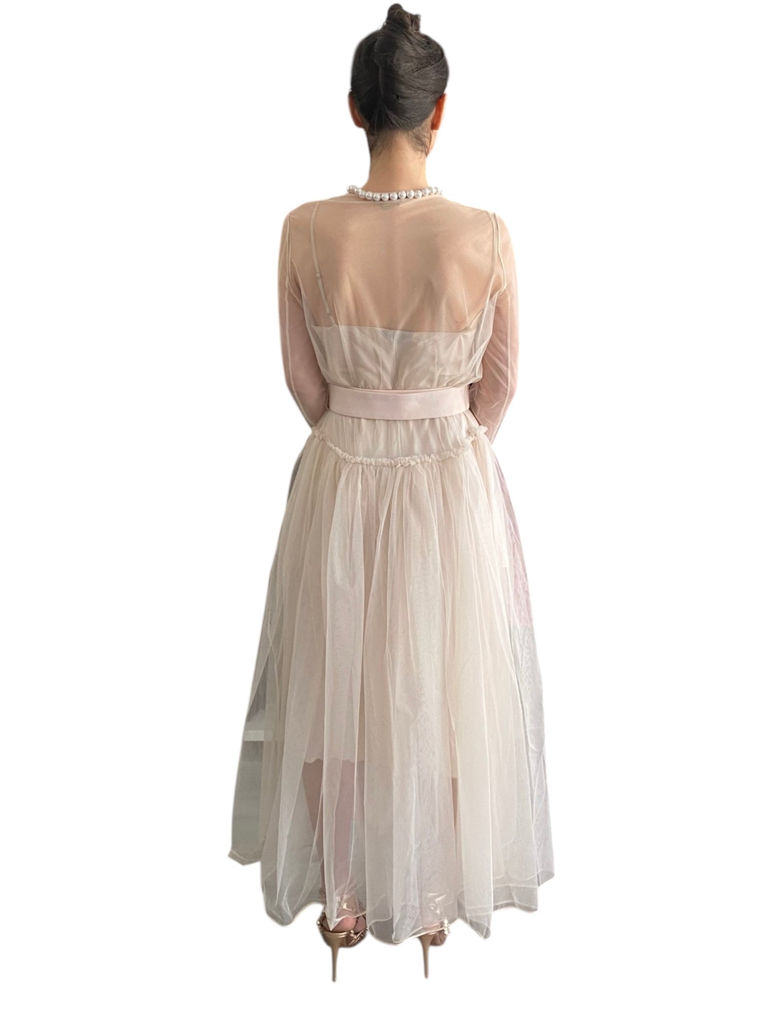 Givenchy Ivory Mesh Pearl Gown - 6/8