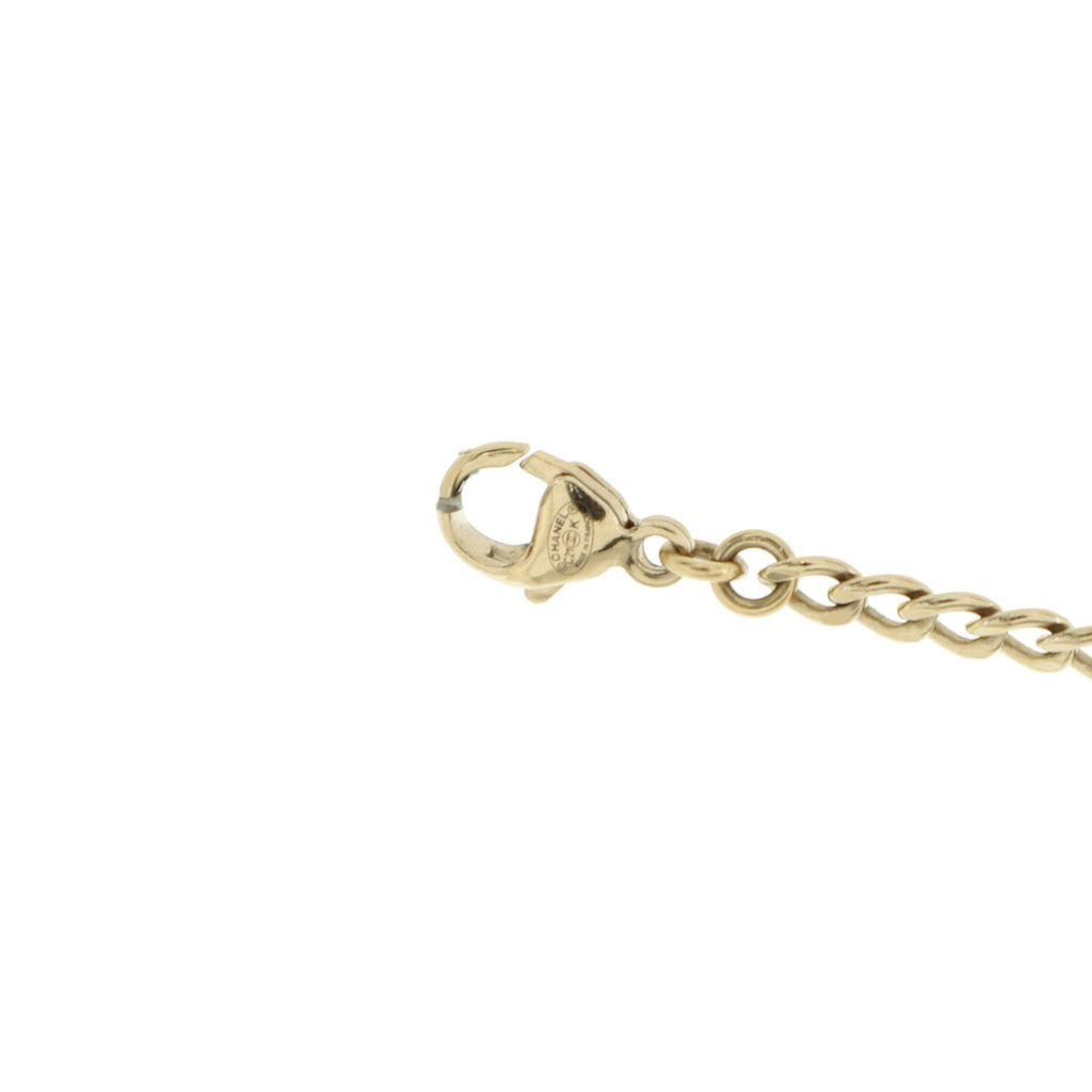 CC Chain Bracelet Metal with Crystals and Faux Pearl