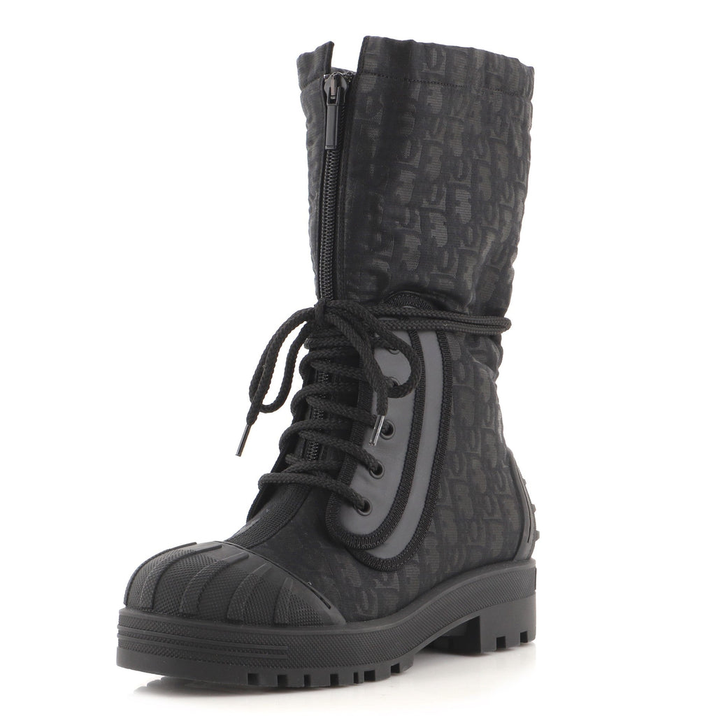 Women's DiorIron Ankle Boots Oblique Shiny Technical Fabric