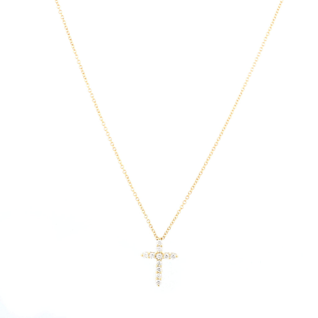 Cross Pendant Necklace 18K Yellow Gold with Diamonds Mini