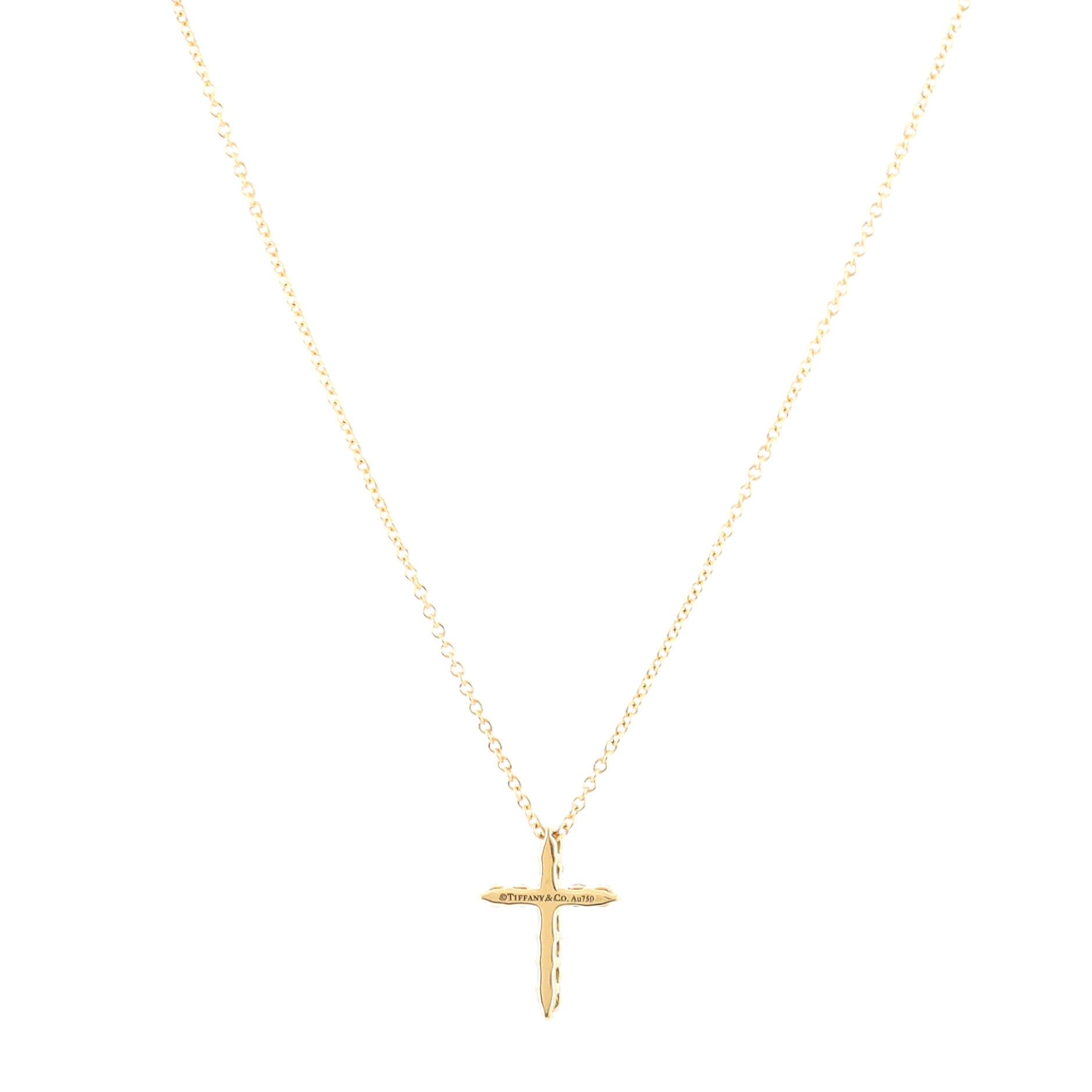 Cross Pendant Necklace 18K Yellow Gold with Diamonds Mini