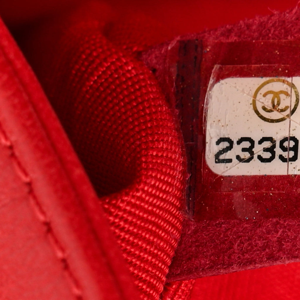 Lambskin Quilted Mini Boy Flap Red