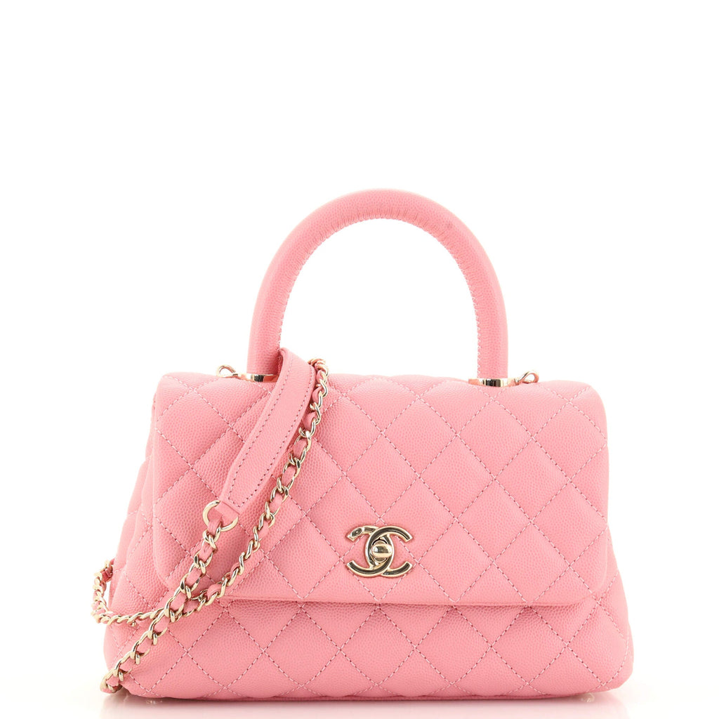 Coco Top Handle Bag Quilted Caviar Mini