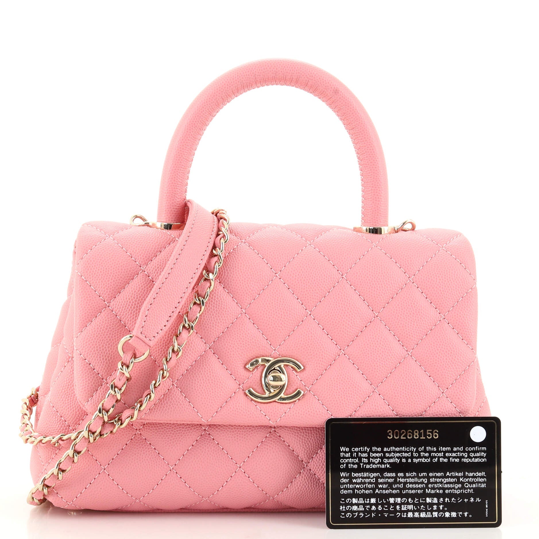Coco Top Handle Bag Quilted Caviar Mini