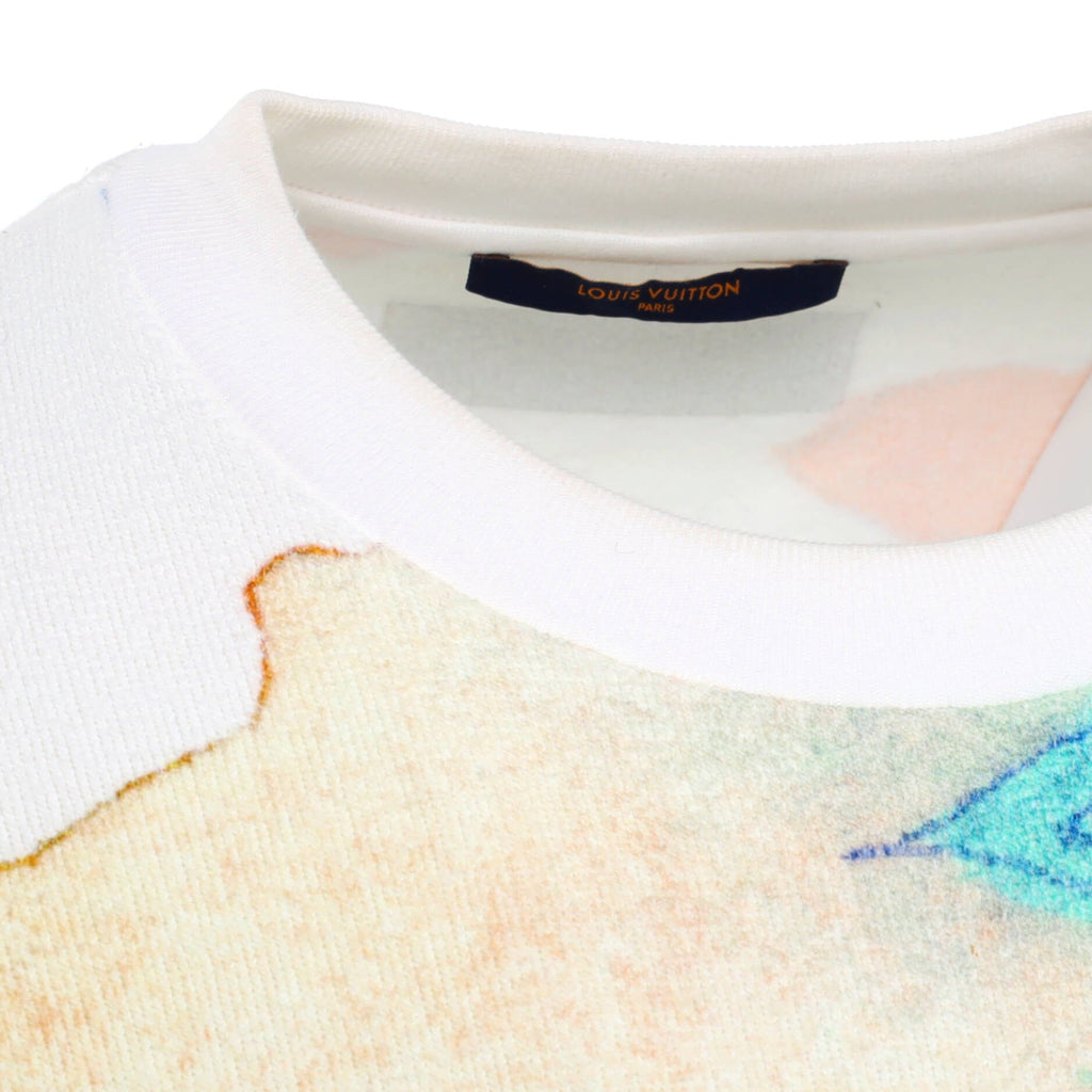 Men's Watercolor Giant Monogram Crewneck Sweatshirt Cotton Blend