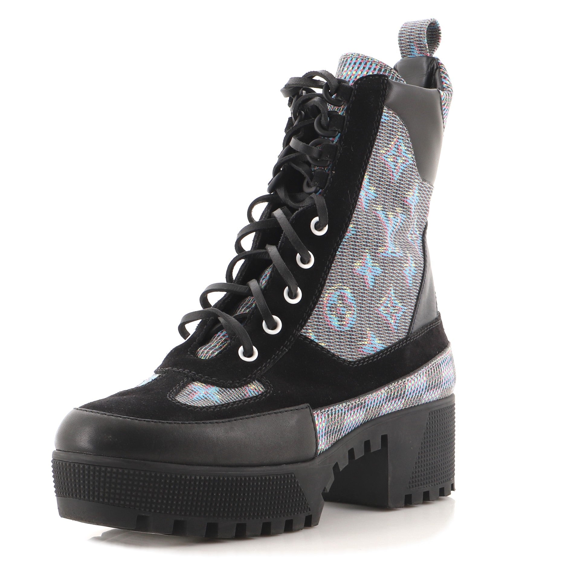 Women's Laureate Platform Desert Boots Damier Monogram LV Pop Canvas with Suede and Leather