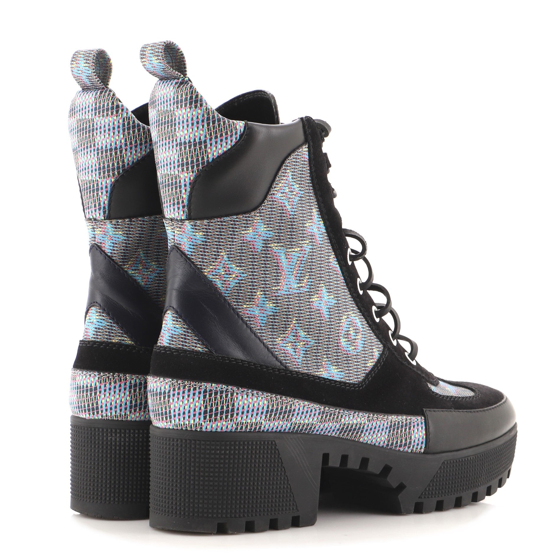 Women's Laureate Platform Desert Boots Damier Monogram LV Pop Canvas with Suede and Leather