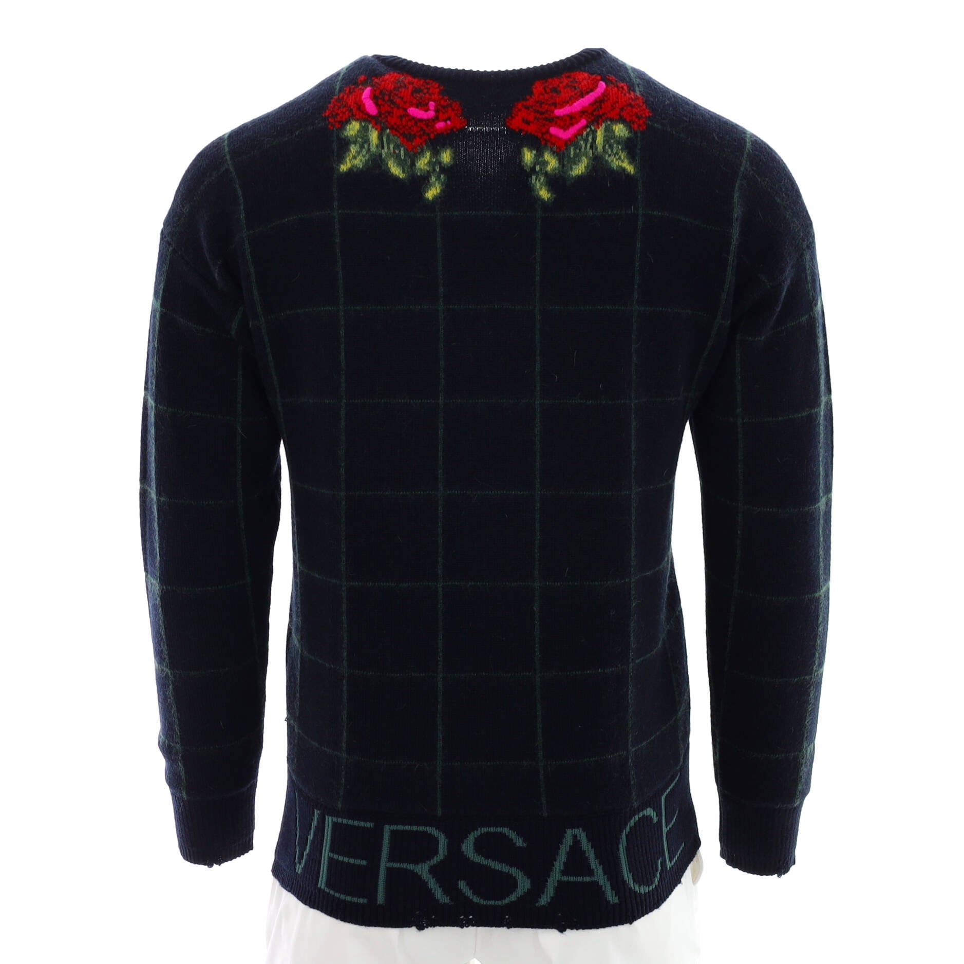 Men's Roses V-neck Sweater Wool Blend