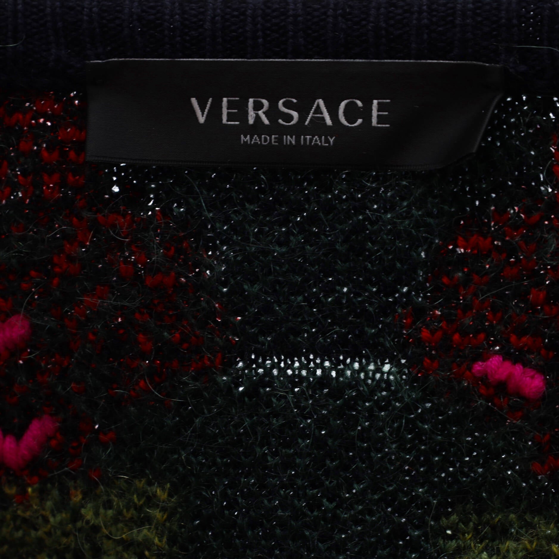 Men's Roses V-neck Sweater Wool Blend