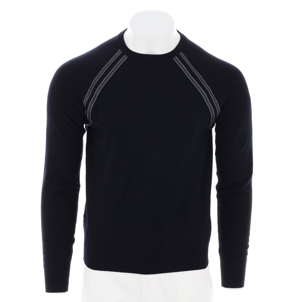 Men's Crewneck Stripe Sweater Wool with Lambskin