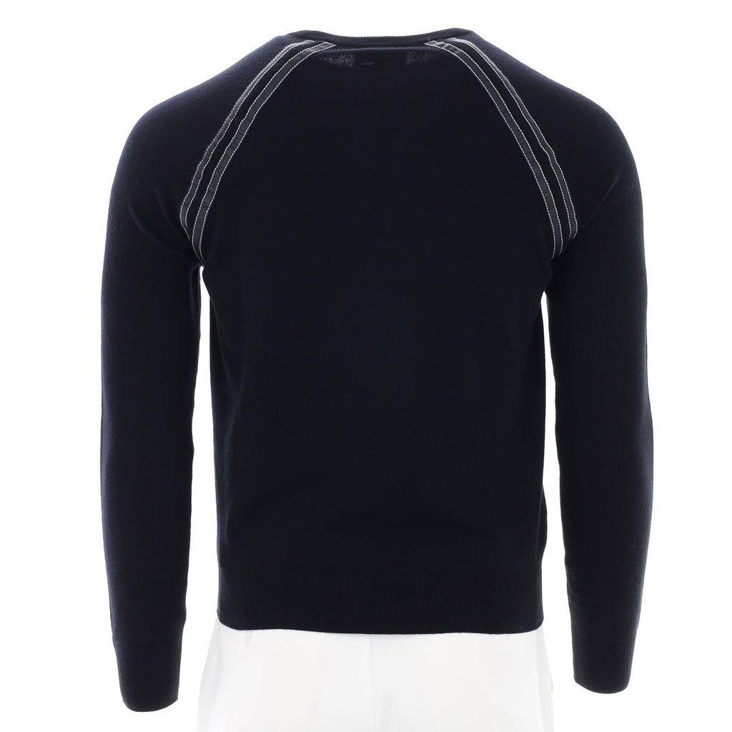 Men's Crewneck Stripe Sweater Wool with Lambskin